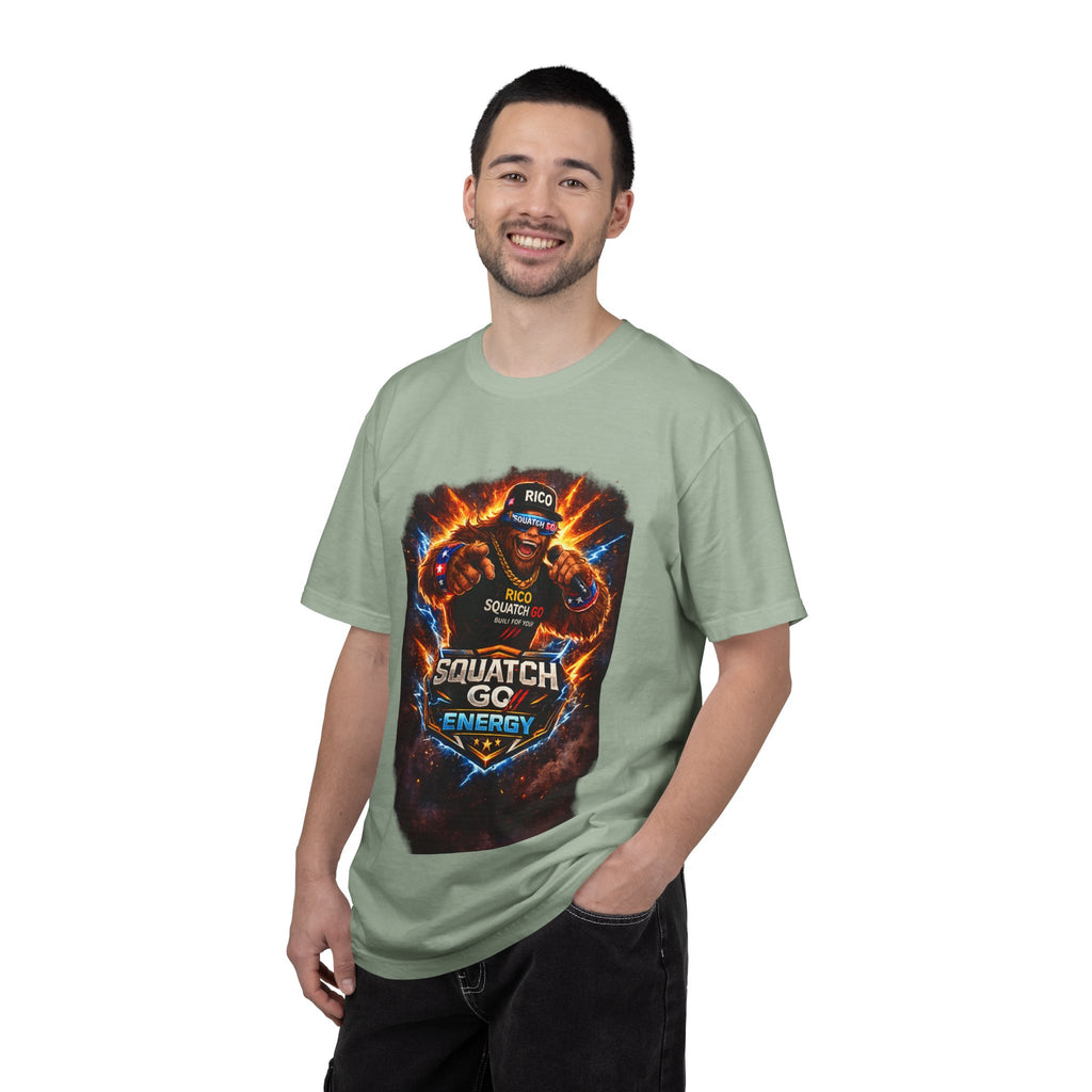 Squatch GC Energy Graphic T-Shirt — Retro Gamer Energy Drink Design