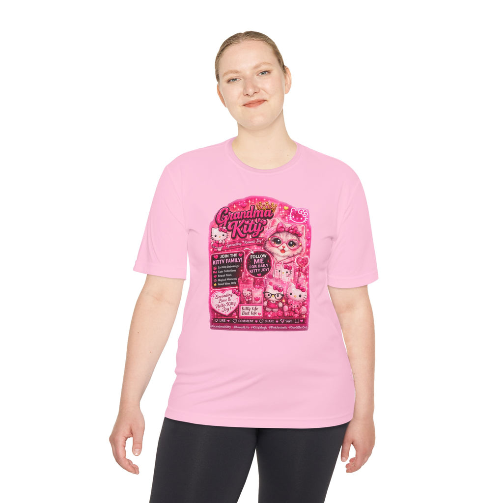 Grandma Kitty Graphic Tee — Cute Pink Cat Vintage Patch Design