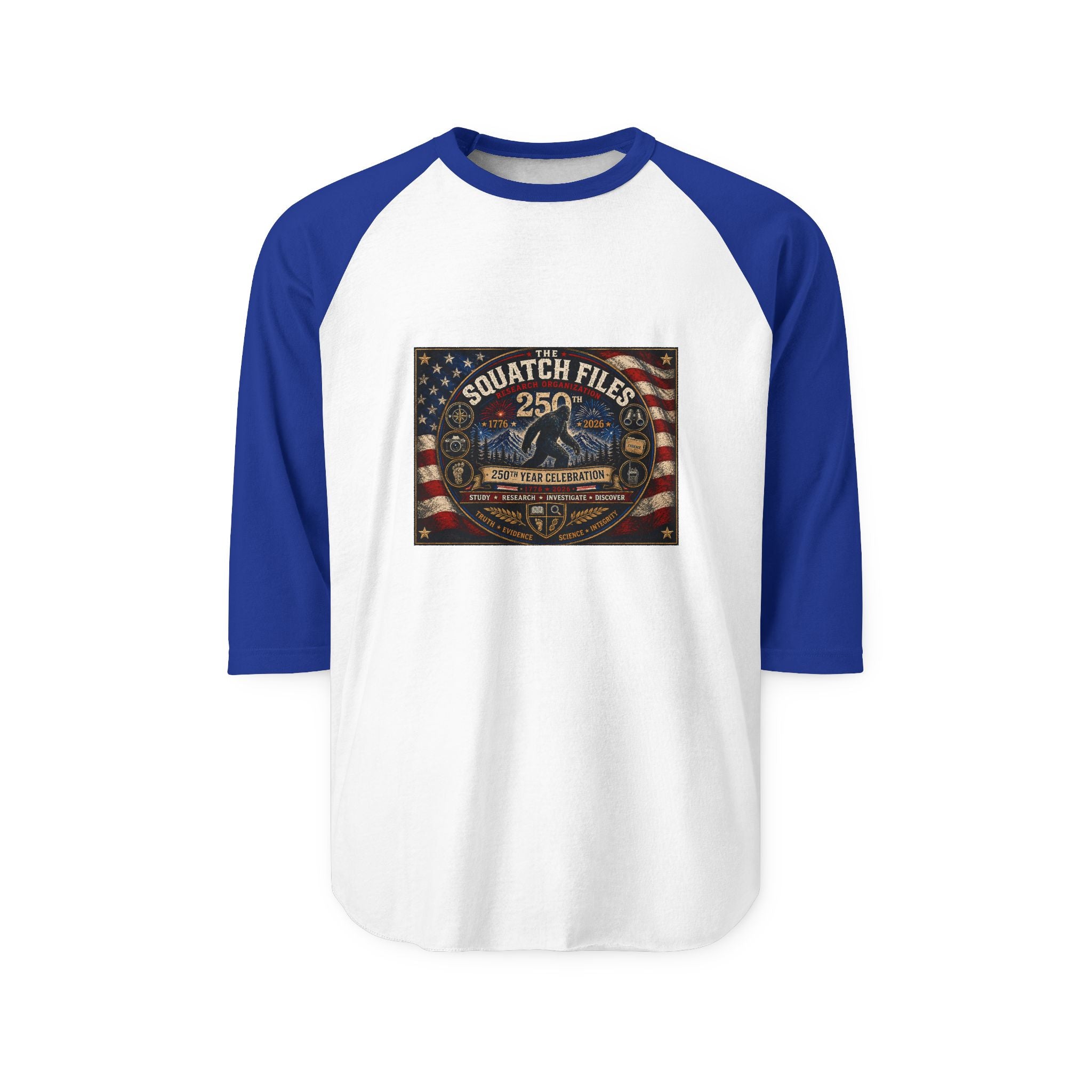 Raglan Shirt — Squatch Files 25 Vintage Bigfoot Flag Design