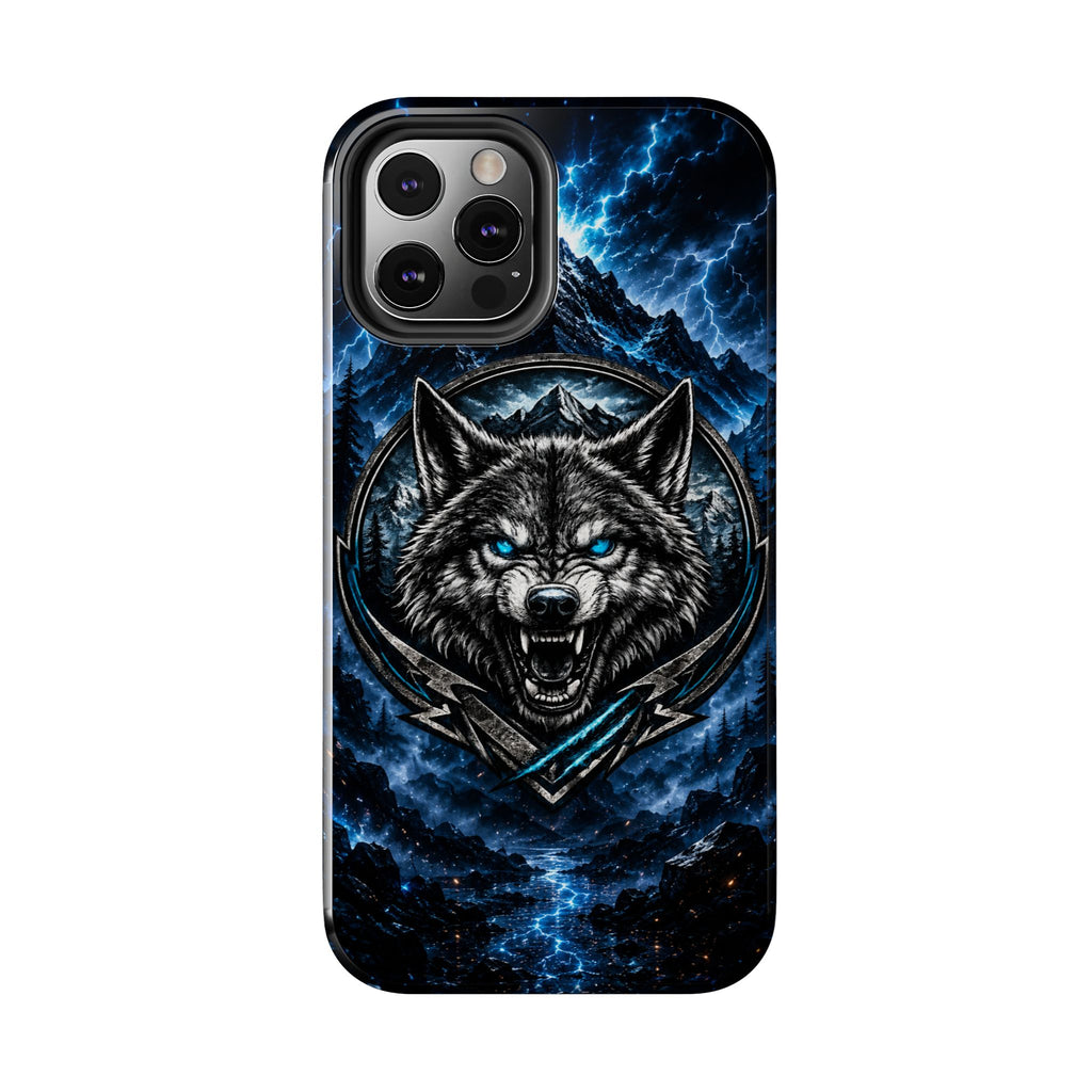 Wolf Thunder Tough Phone Case — Rugged Protective Case with Blue Lightning Wolf Design