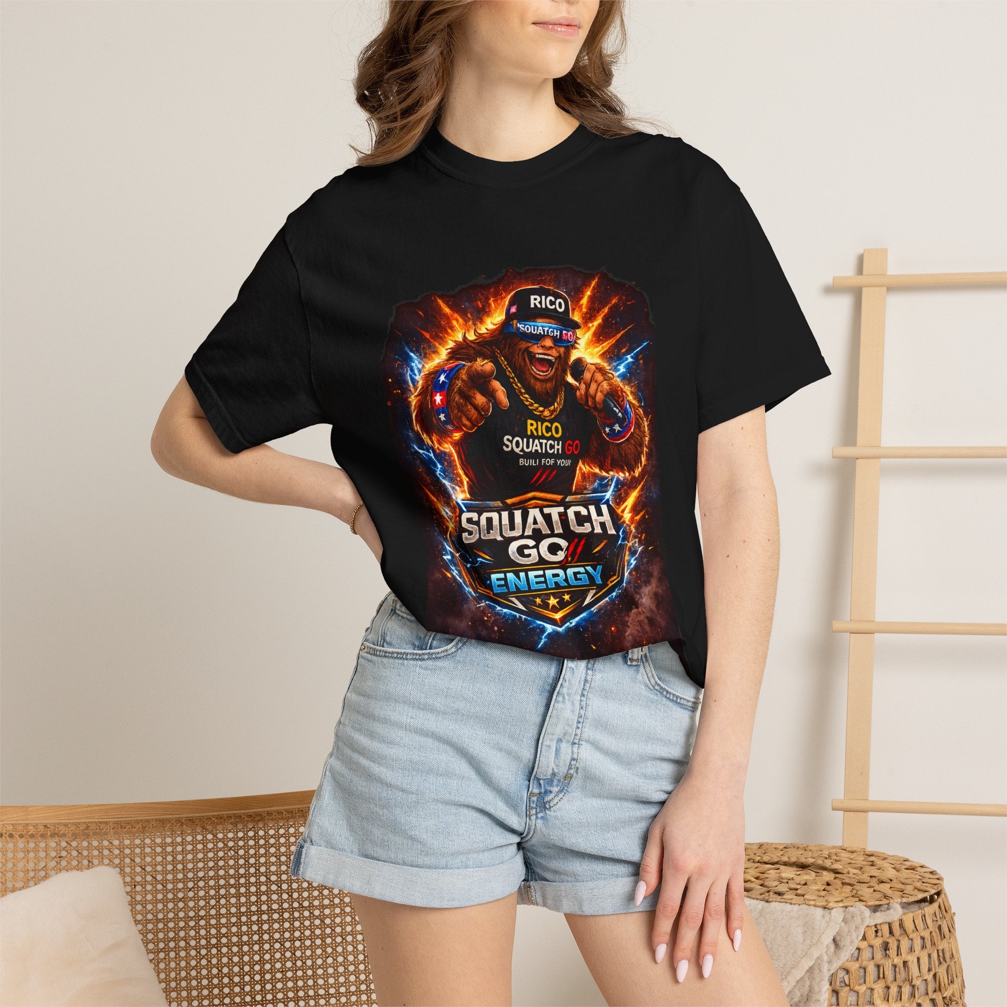 Squatch GC Energy Graphic T-Shirt — Retro Gamer Energy Drink Design