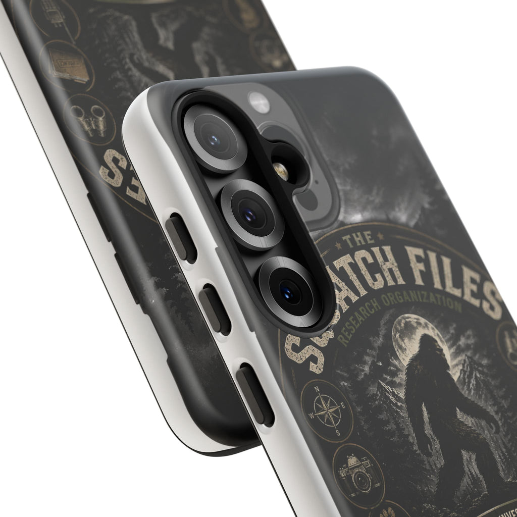 Squatch Files Research Organization Phone Case — Bigfoot Sasquatch Moonlit Forest Design