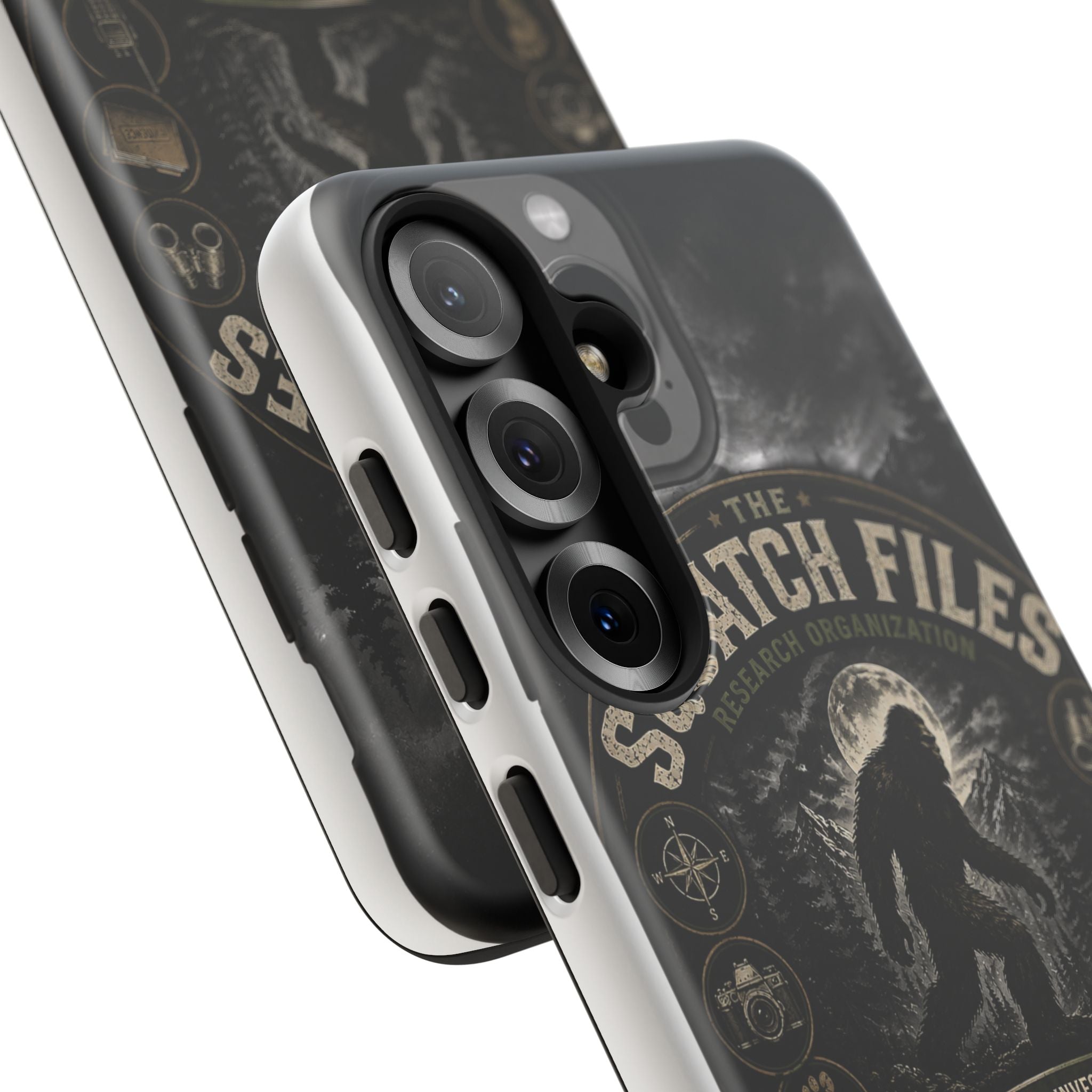 Squatch Files Research Organization Phone Case — Bigfoot Sasquatch Moonlit Forest Design