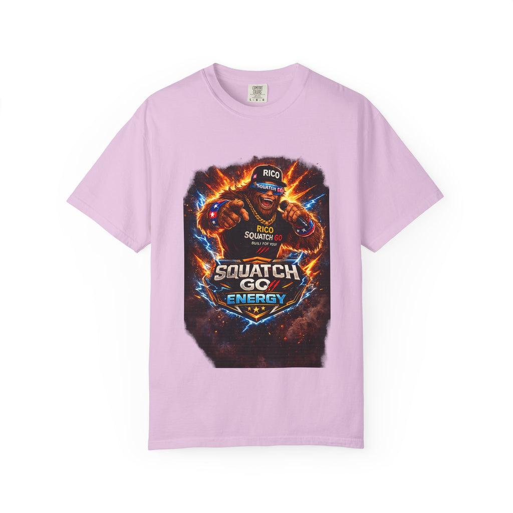 Squatch GC Energy Graphic T-Shirt — Retro Gamer Energy Drink Design