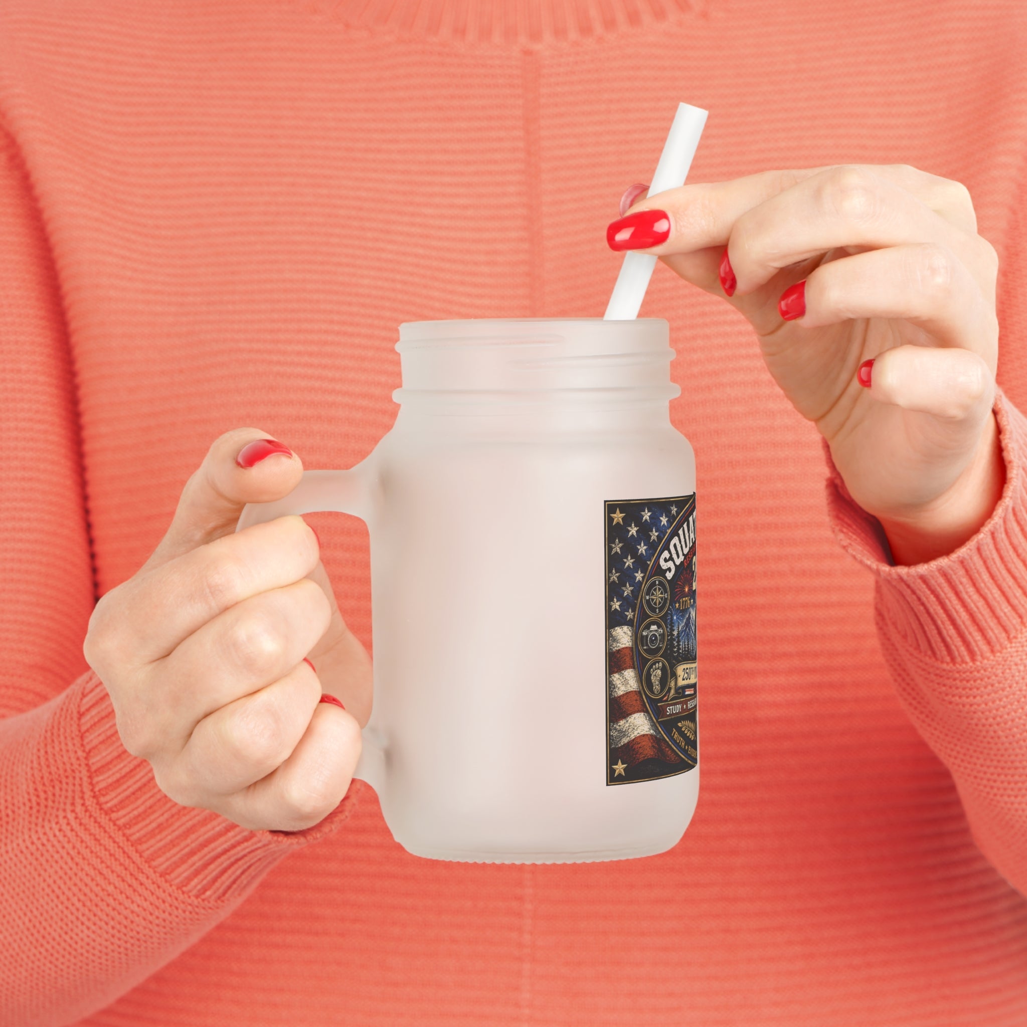 Mason Jar Tumbler – The Squatch Files 250th Celebration Mason Jar with Straw
