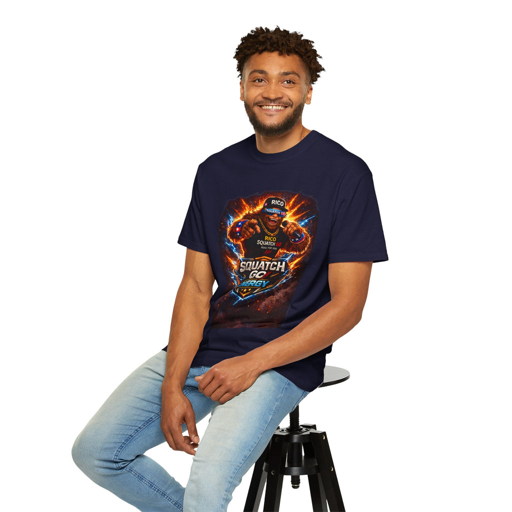 Squatch GC Energy Graphic T-Shirt — Retro Gamer Energy Drink Design