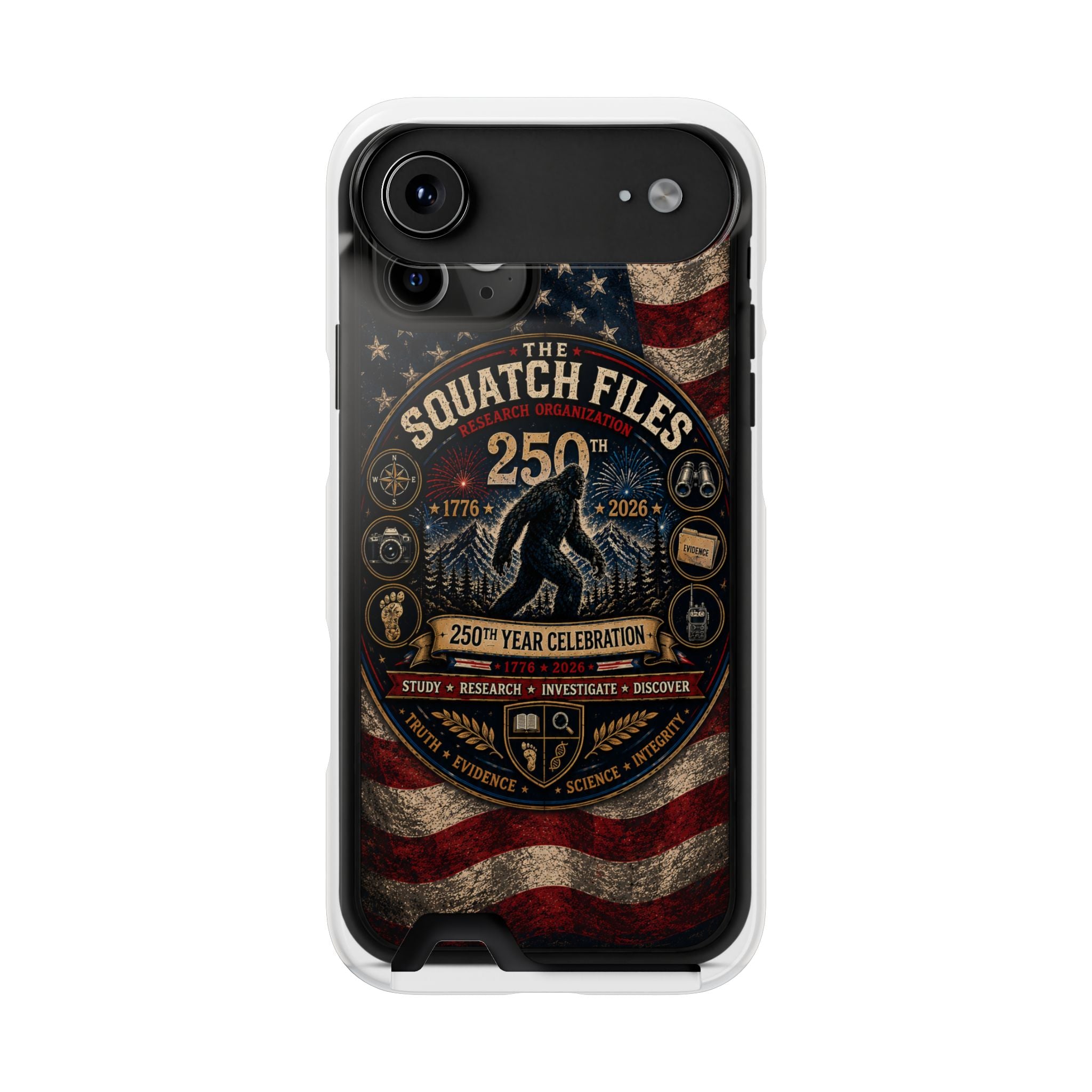 Phone Case — 'The Squatch Files 250th' Card Holder Case (Patriotic Bigfoot Design)