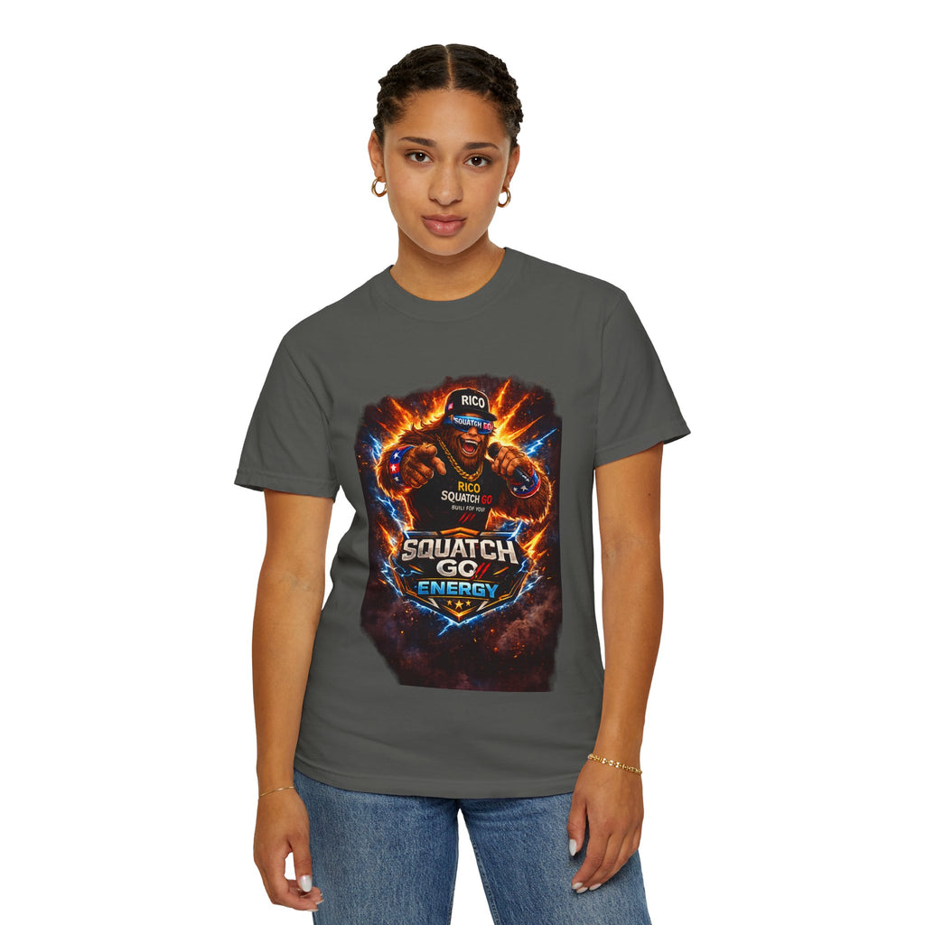 Squatch GC Energy Graphic T-Shirt — Retro Gamer Energy Drink Design