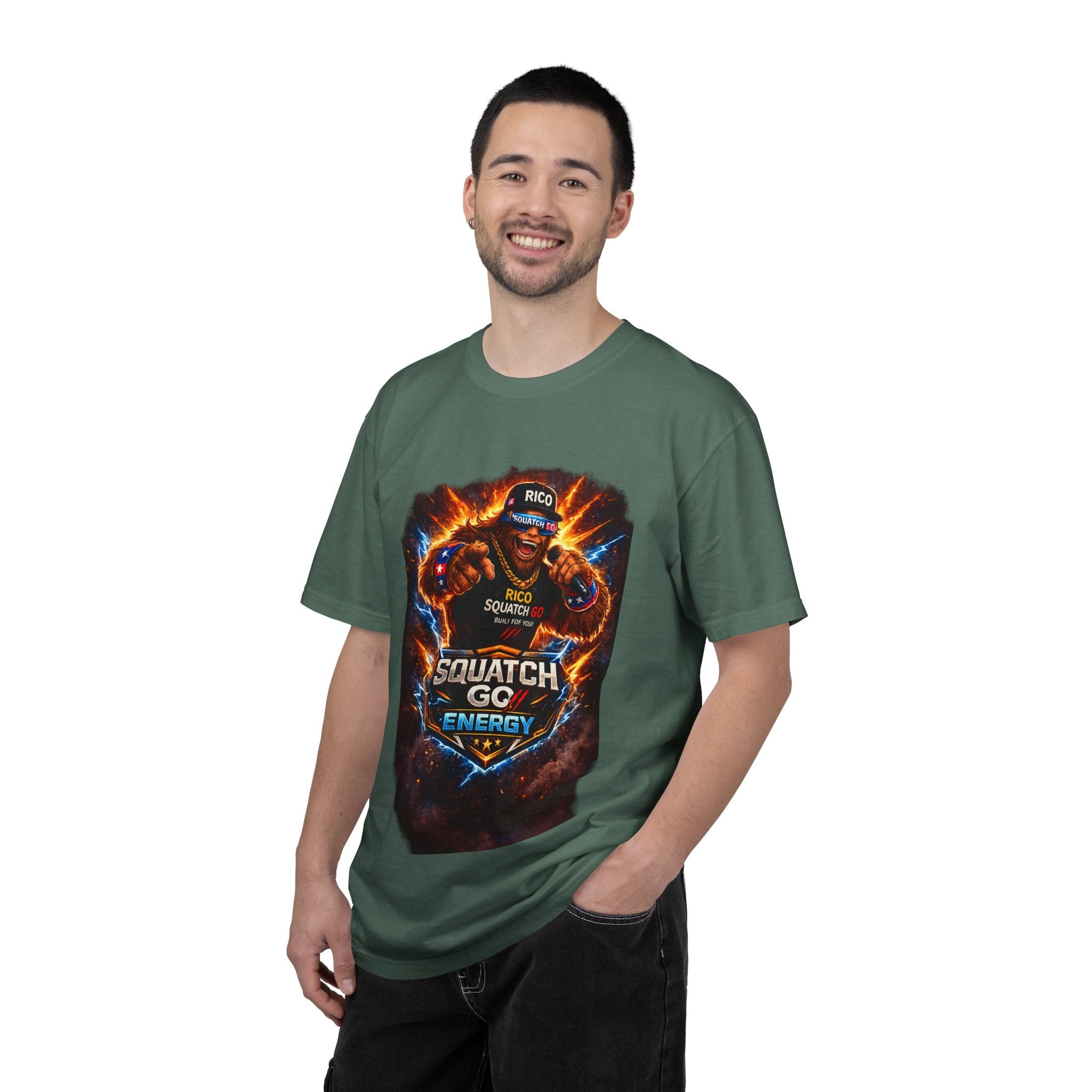 Squatch GC Energy Graphic T-Shirt — Retro Gamer Energy Drink Design