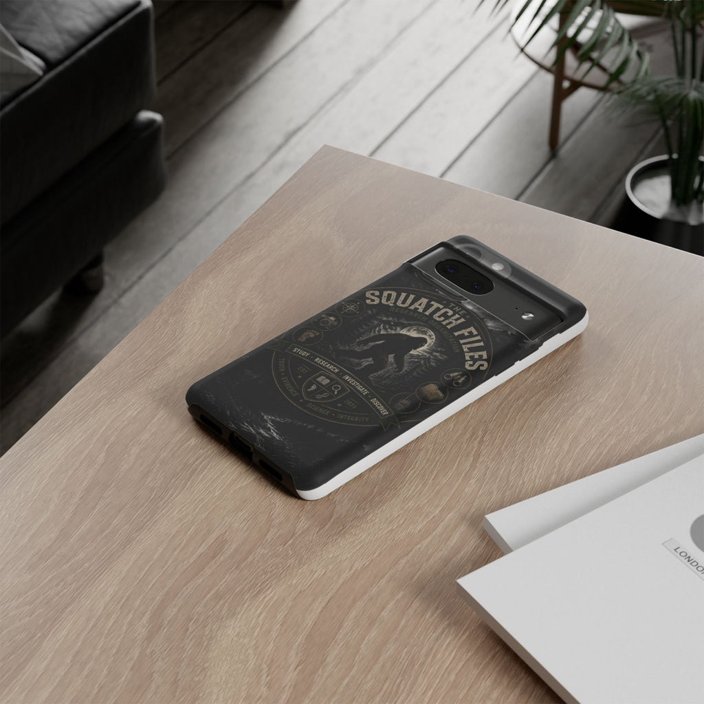 Squatch Files Research Organization Phone Case — Bigfoot Sasquatch Moonlit Forest Design