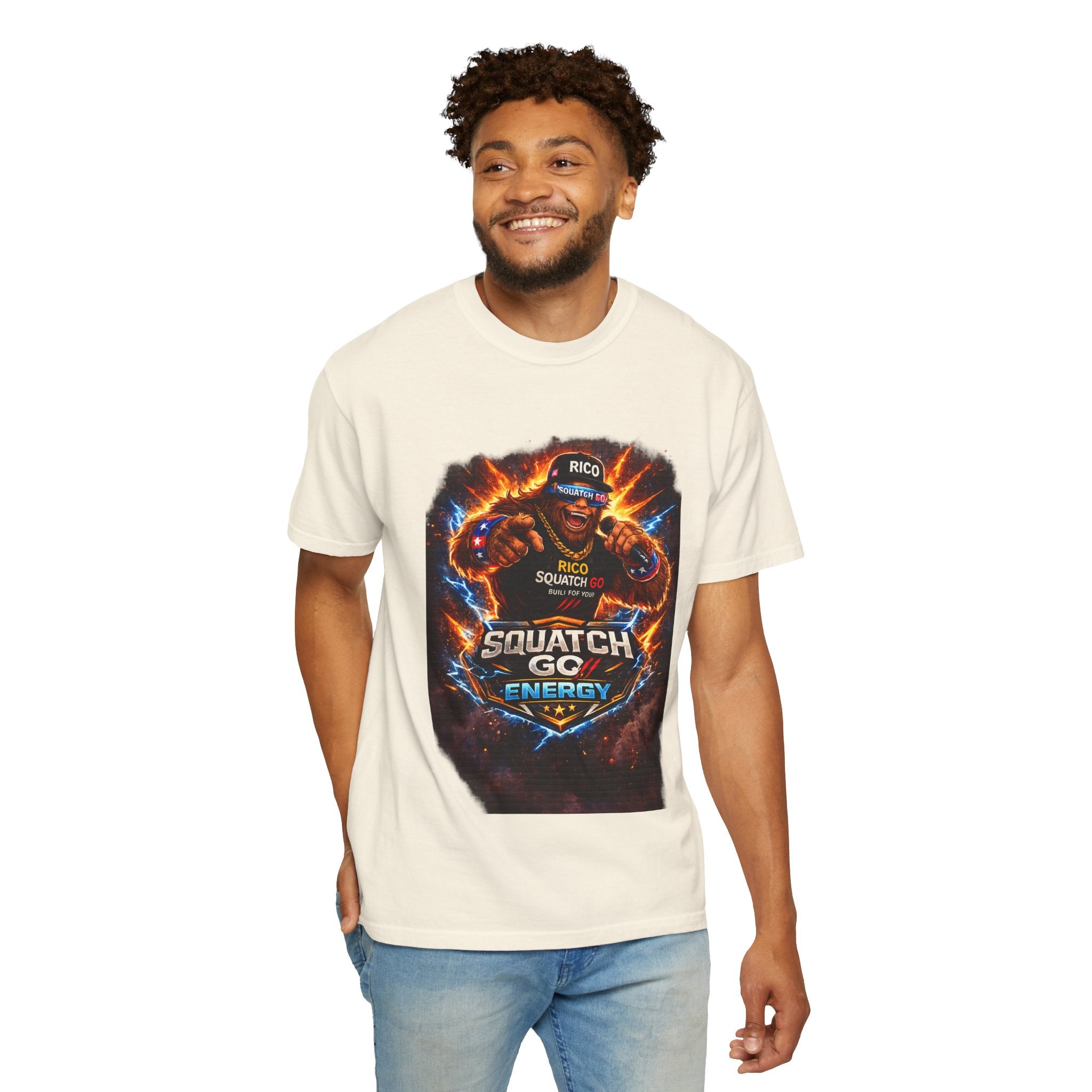 Squatch GC Energy Graphic T-Shirt — Retro Gamer Energy Drink Design