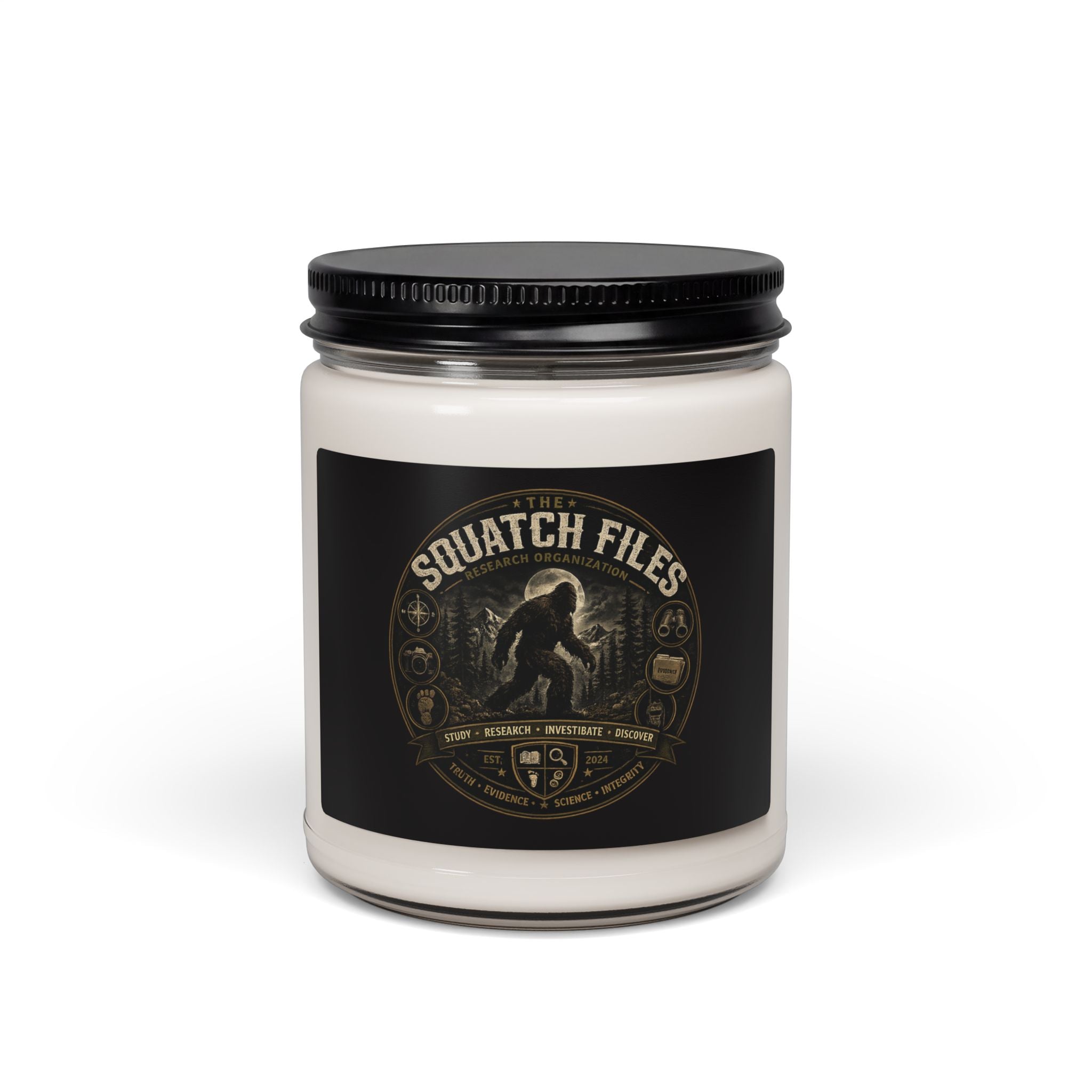 Squatch Files Soy Candle — 9oz Scented Jar for Outdoors & Mystery Fans