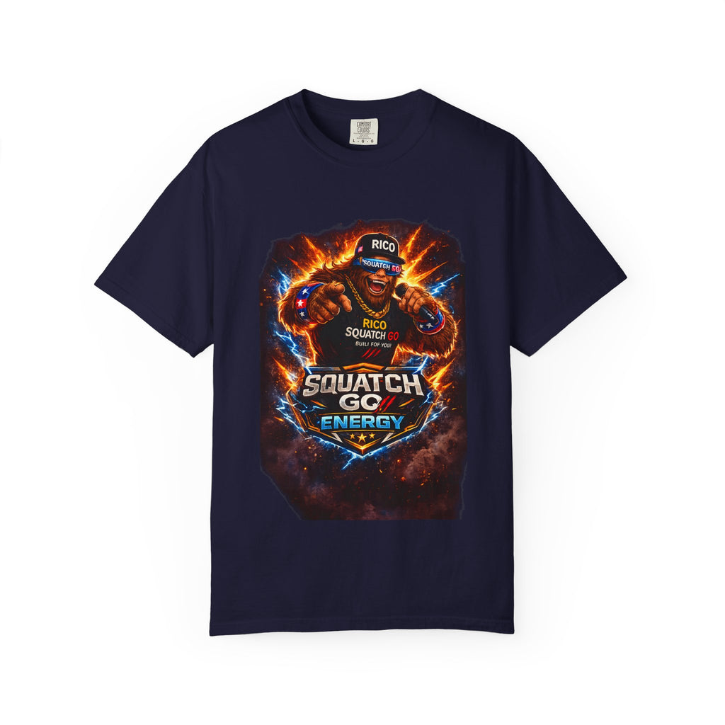 Squatch GC Energy Graphic T-Shirt — Retro Gamer Energy Drink Design