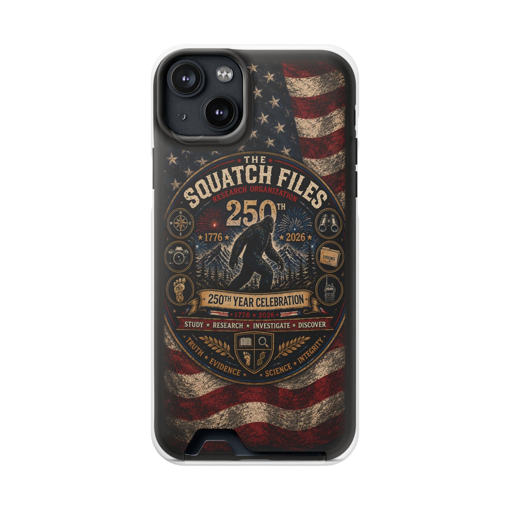 Phone Case — 'The Squatch Files 250th' Card Holder Case (Patriotic Bigfoot Design)