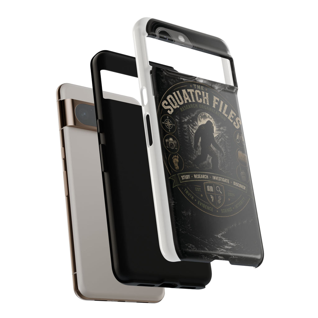 Squatch Files Research Organization Phone Case — Bigfoot Sasquatch Moonlit Forest Design