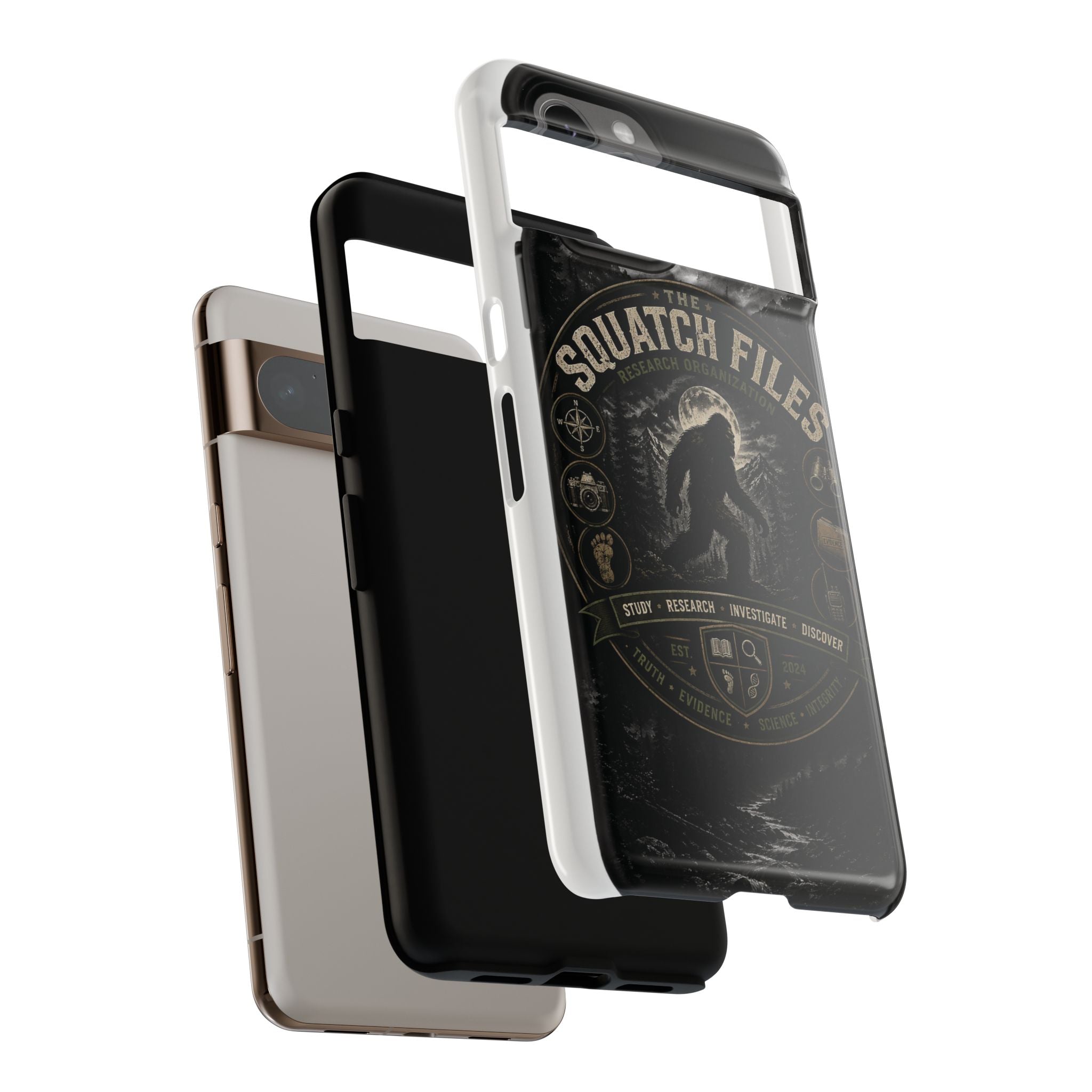 Squatch Files Research Organization Phone Case — Bigfoot Sasquatch Moonlit Forest Design