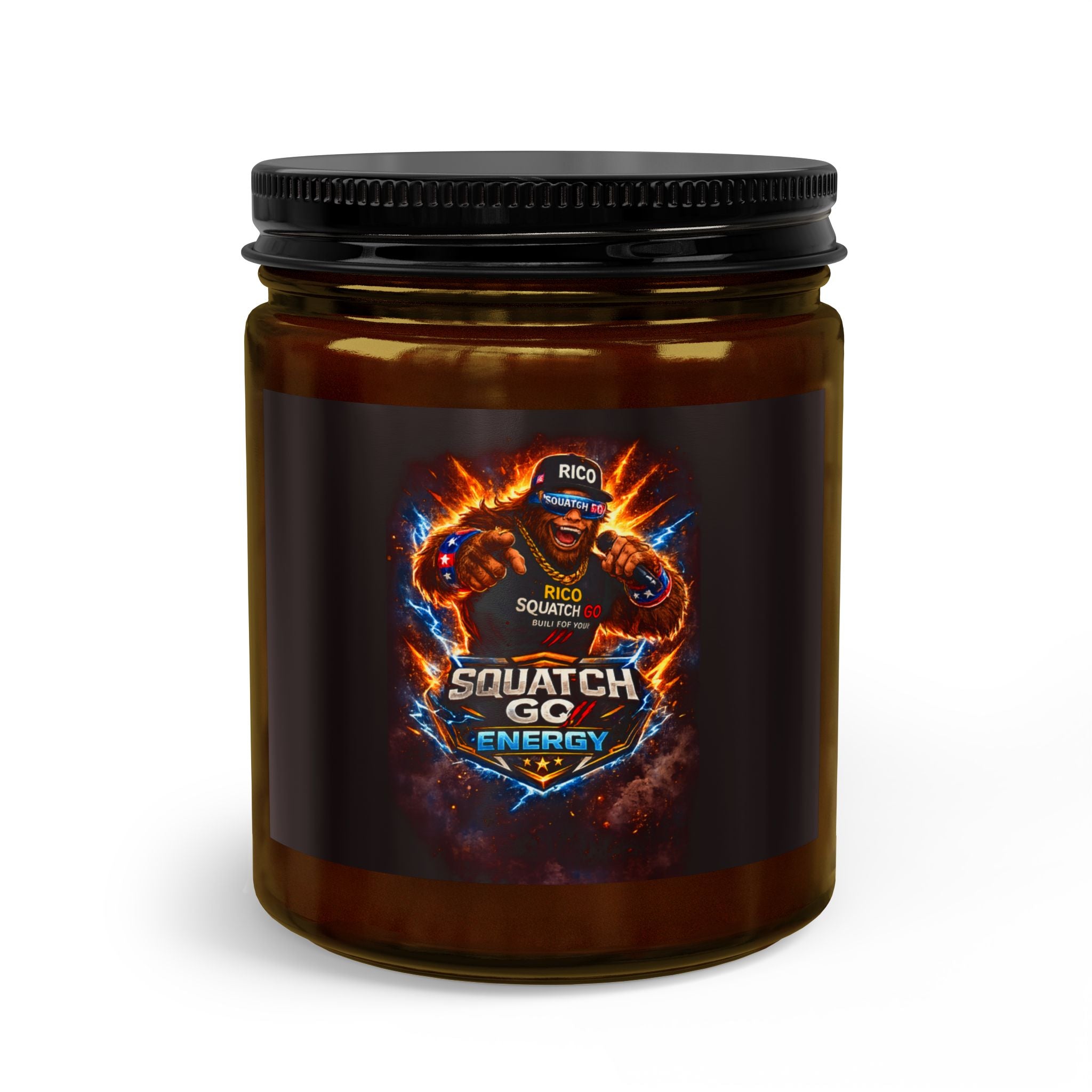 Sasquatch BBQ Candles Set — Amber Jar Candle with Matches & Wick Trimmer