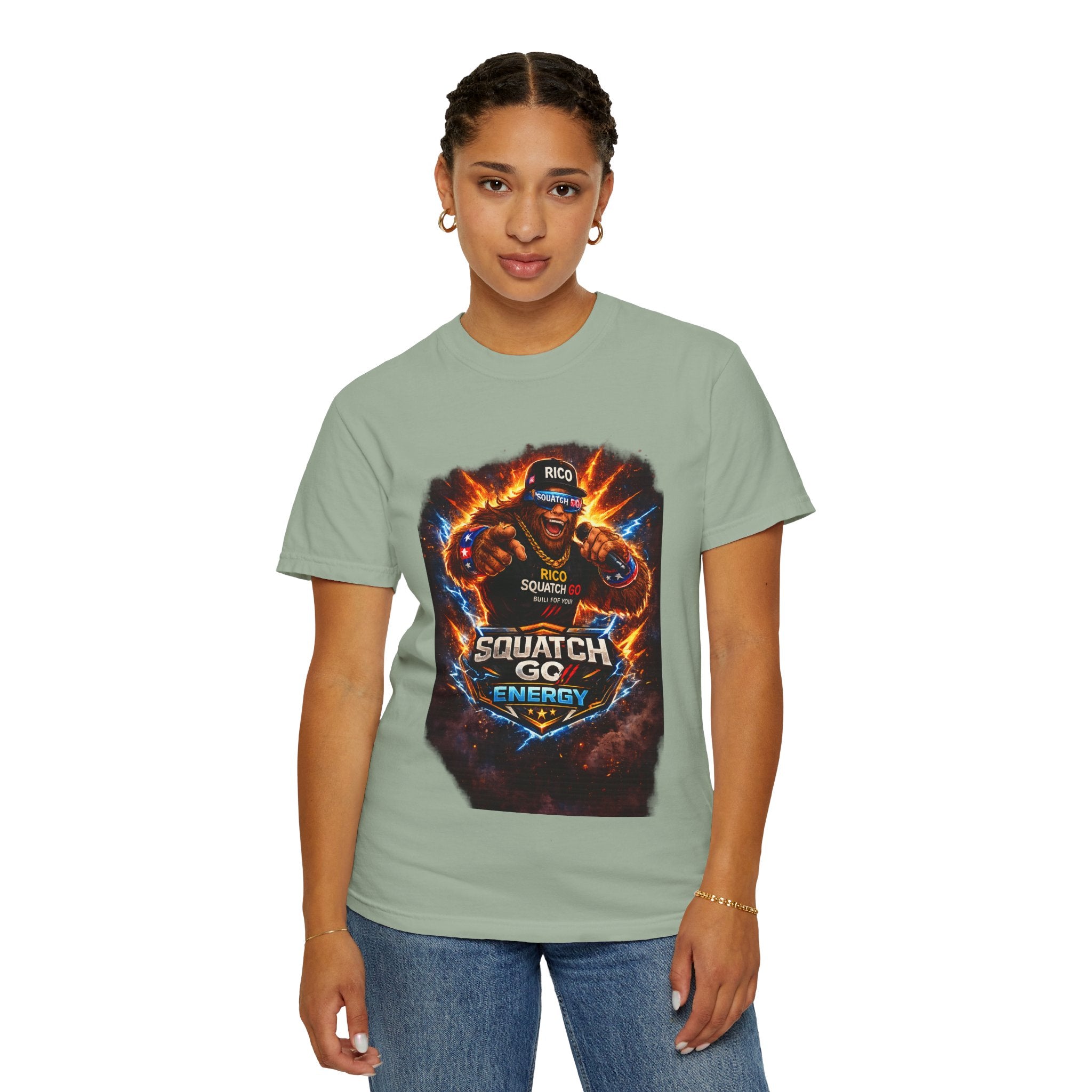 Squatch GC Energy Graphic T-Shirt — Retro Gamer Energy Drink Design