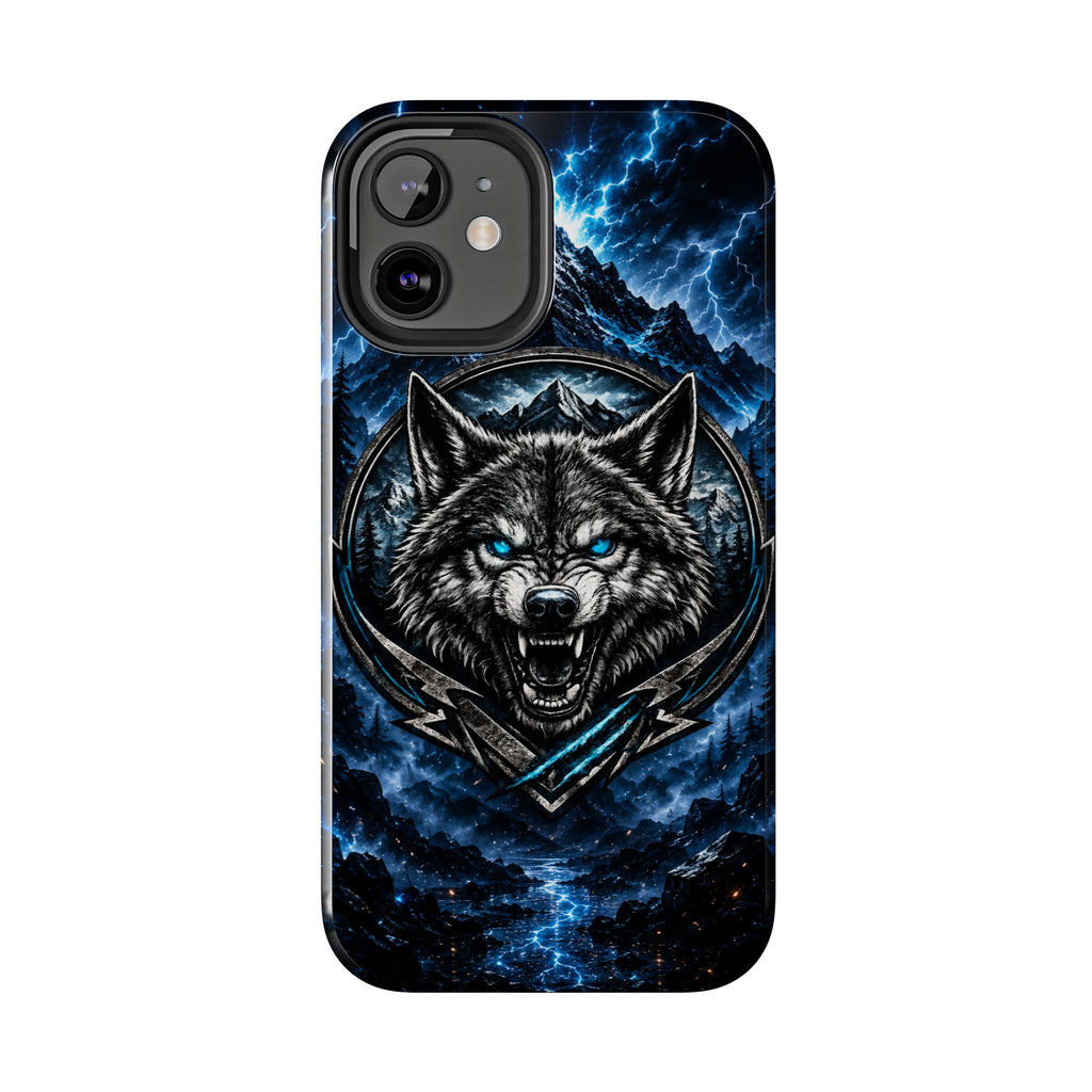 Wolf Thunder Tough Phone Case — Rugged Protective Case with Blue Lightning Wolf Design