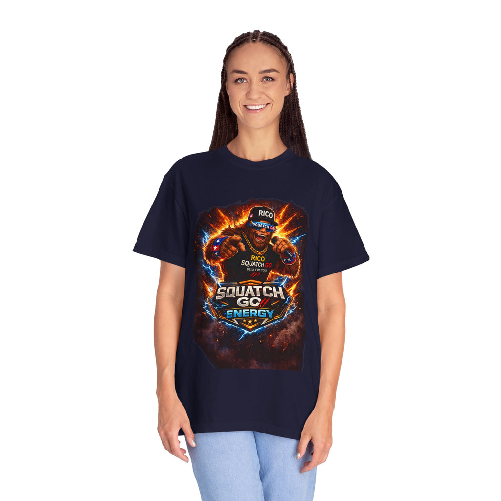 Squatch GC Energy Graphic T-Shirt — Retro Gamer Energy Drink Design