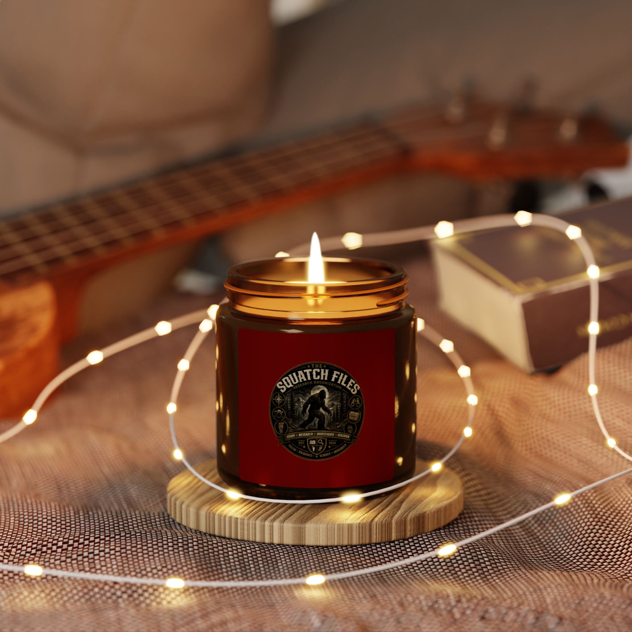 Soy Candle — 'Squatch Files' Amber Jar Scented Candle (Multiple Sizes)