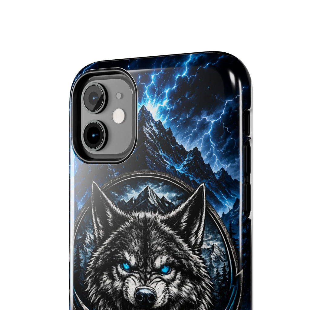 Wolf Thunder Tough Phone Case — Rugged Protective Case with Blue Lightning Wolf Design