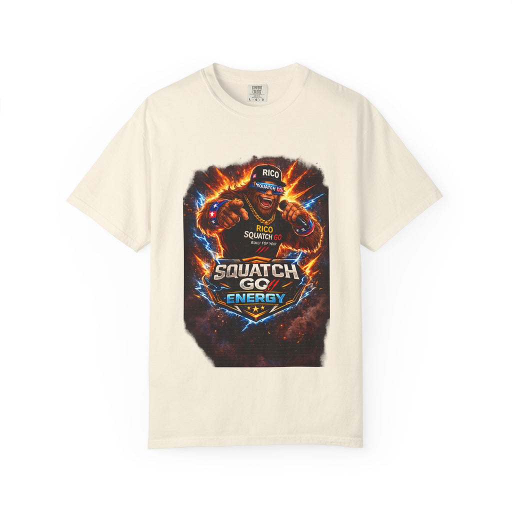 Squatch GC Energy Graphic T-Shirt — Retro Gamer Energy Drink Design