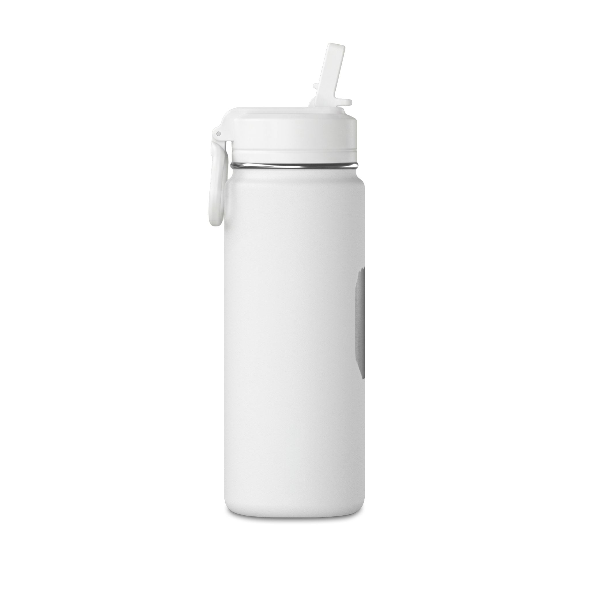 20oz Mini Water Bottle with Gray Brushstroke Design — Lightweight Straw Bottle for Kids & Everyday Hydration