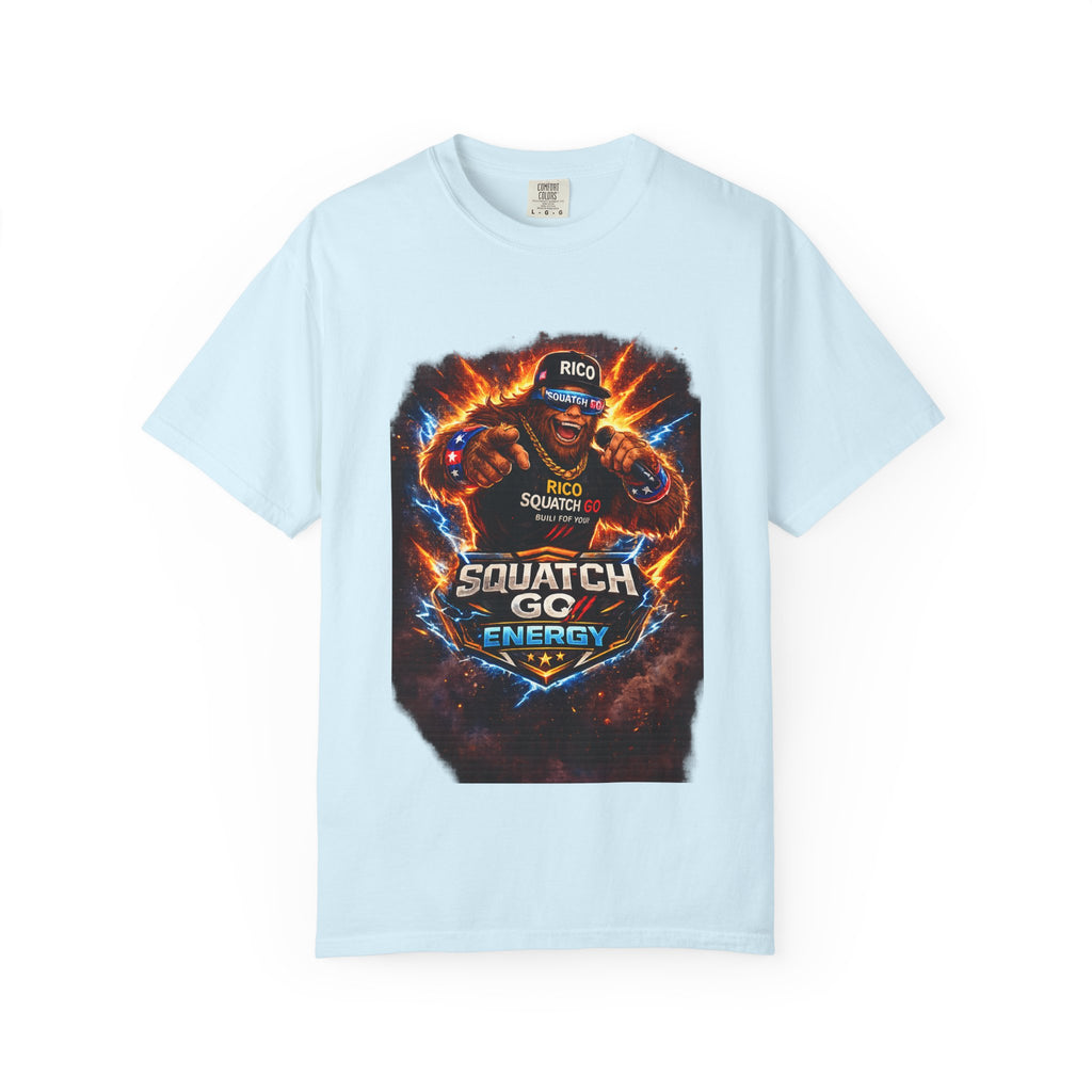Squatch GC Energy Graphic T-Shirt — Retro Gamer Energy Drink Design