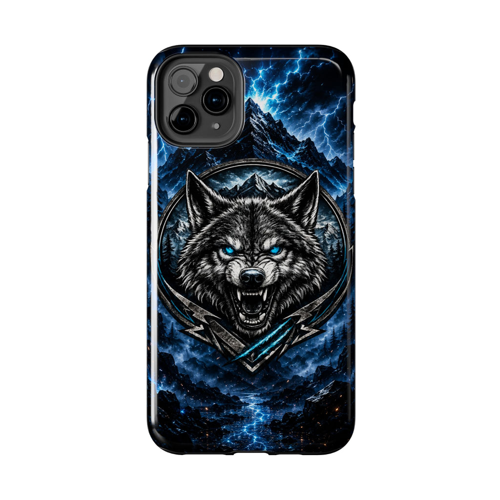 Wolf Thunder Tough Phone Case — Rugged Protective Case with Blue Lightning Wolf Design