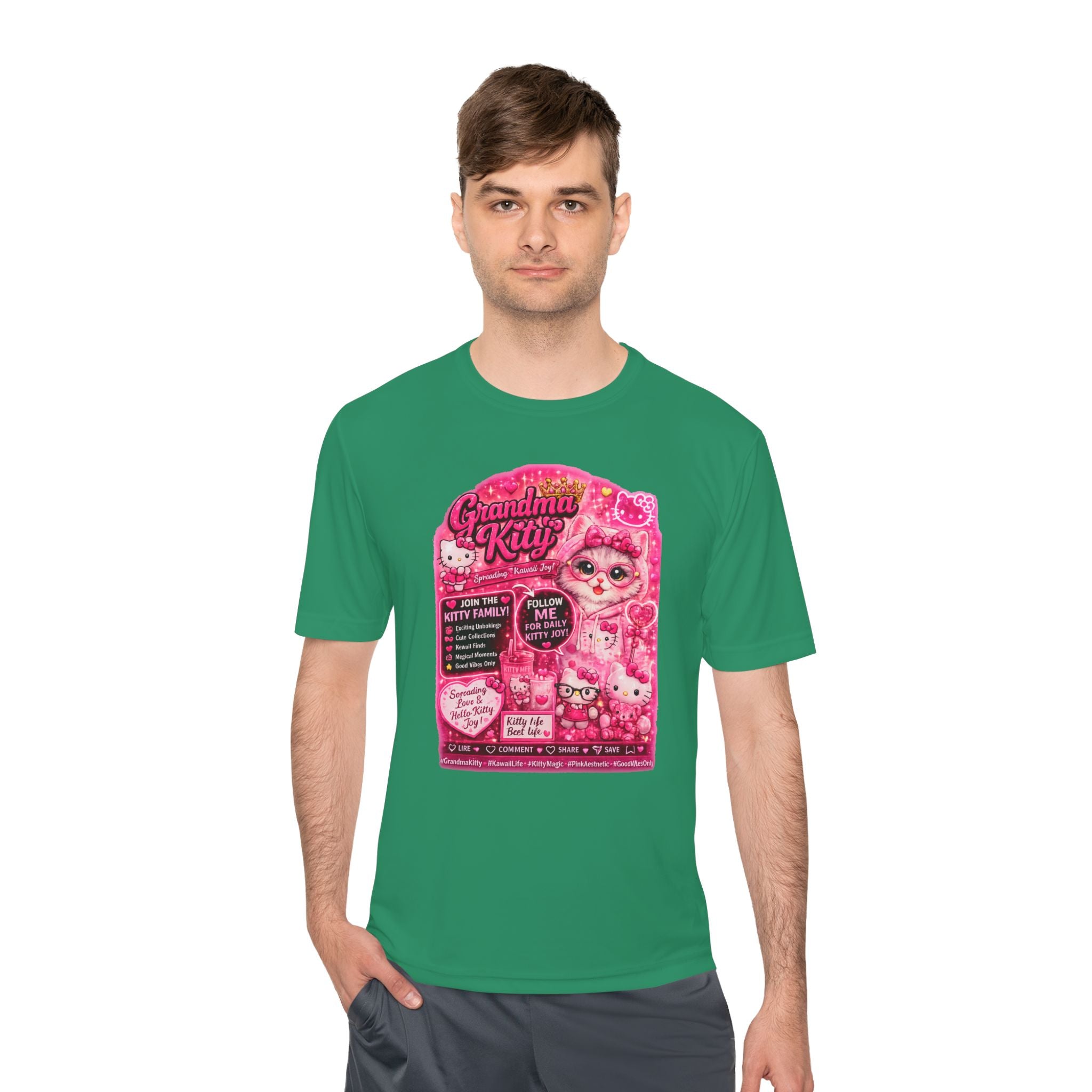 Grandma Kitty Graphic Tee — Cute Pink Cat Vintage Patch Design