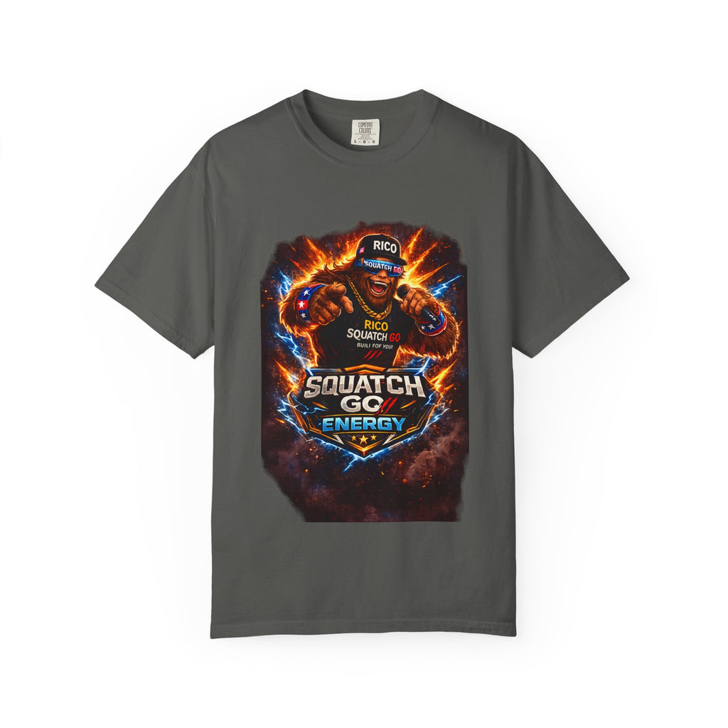 Squatch GC Energy Graphic T-Shirt — Retro Gamer Energy Drink Design