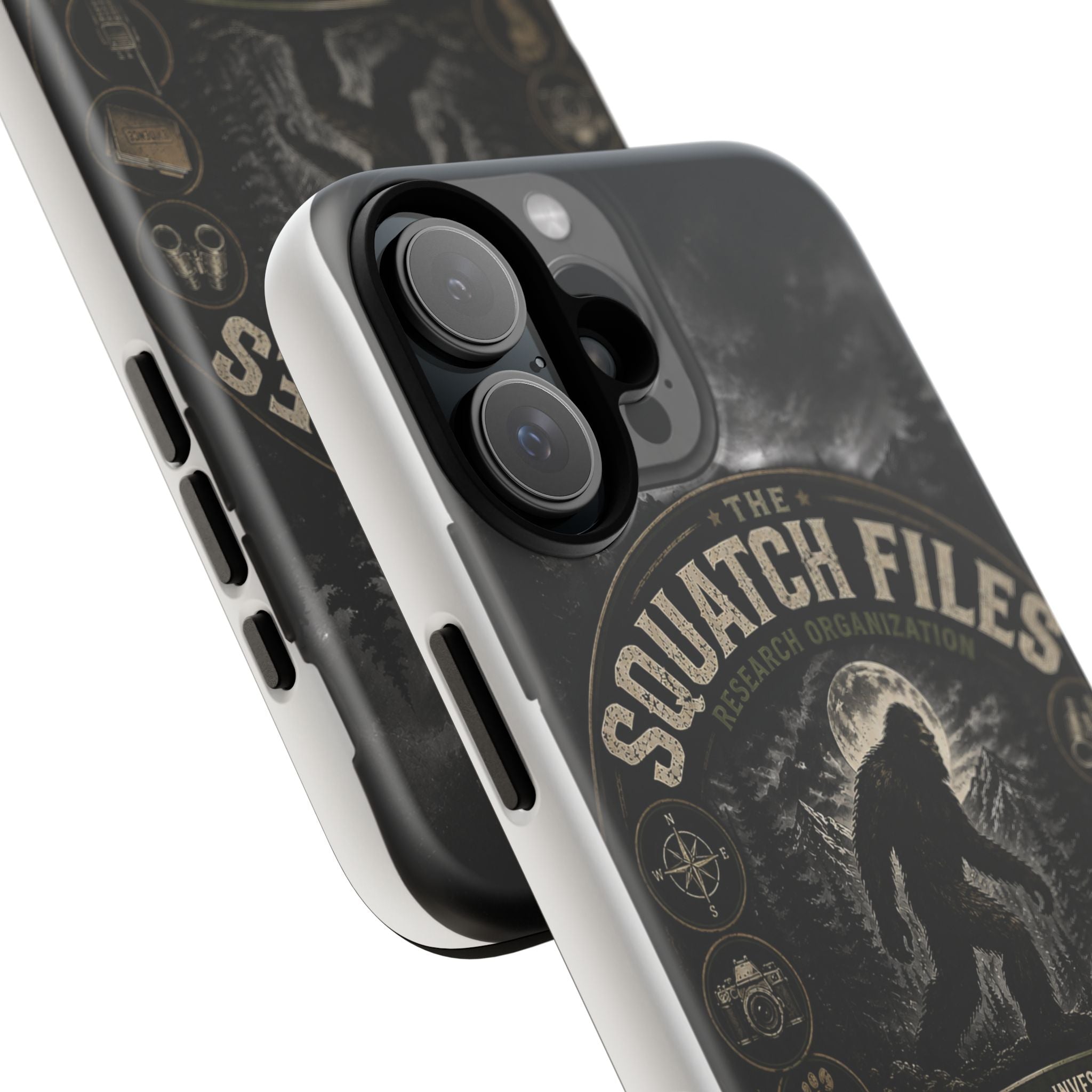 Squatch Files Research Organization Phone Case — Bigfoot Sasquatch Moonlit Forest Design