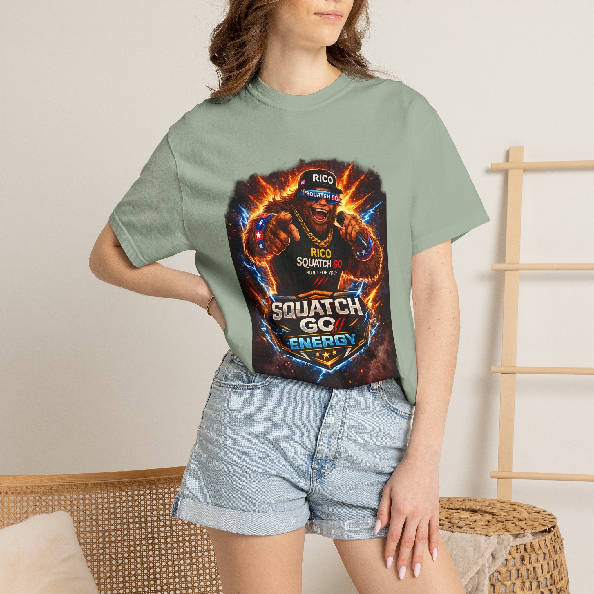 Squatch GC Energy Graphic T-Shirt — Retro Gamer Energy Drink Design