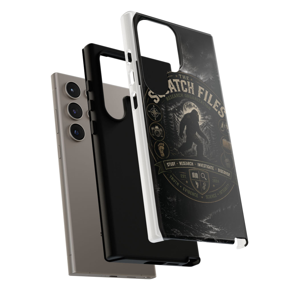 Squatch Files Research Organization Phone Case — Bigfoot Sasquatch Moonlit Forest Design