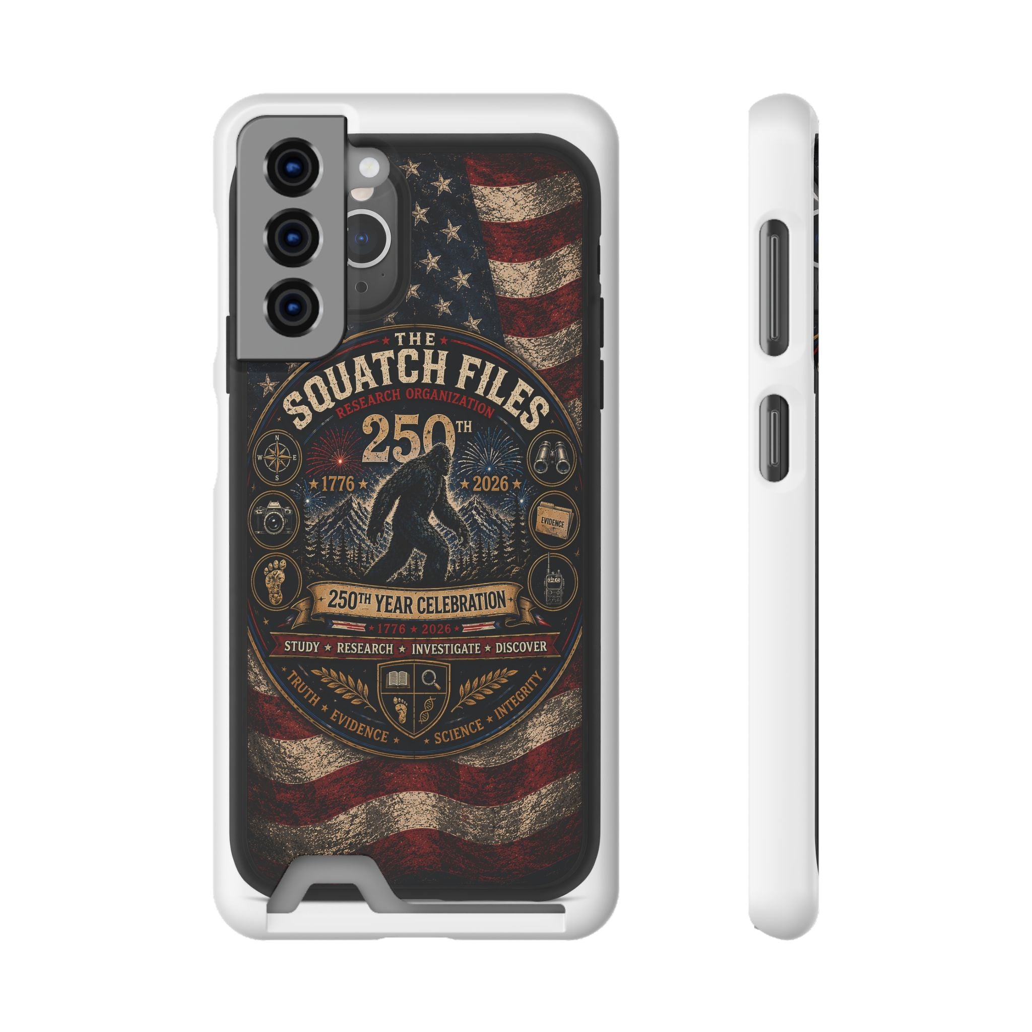 Phone Case — 'The Squatch Files 250th' Card Holder Case (Patriotic Bigfoot Design)