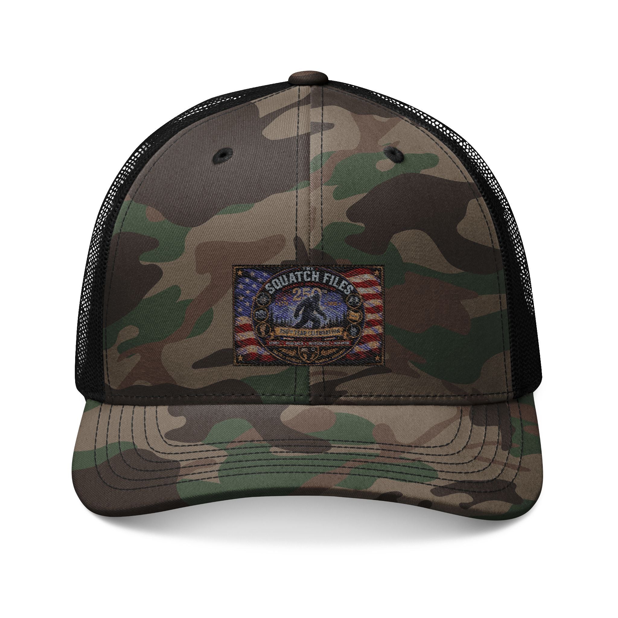 Camouflage Trucker Hat — Embroidered American Flag & Eagle Patch