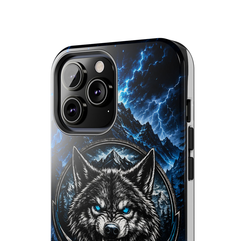 Wolf Thunder Tough Phone Case — Rugged Protective Case with Blue Lightning Wolf Design