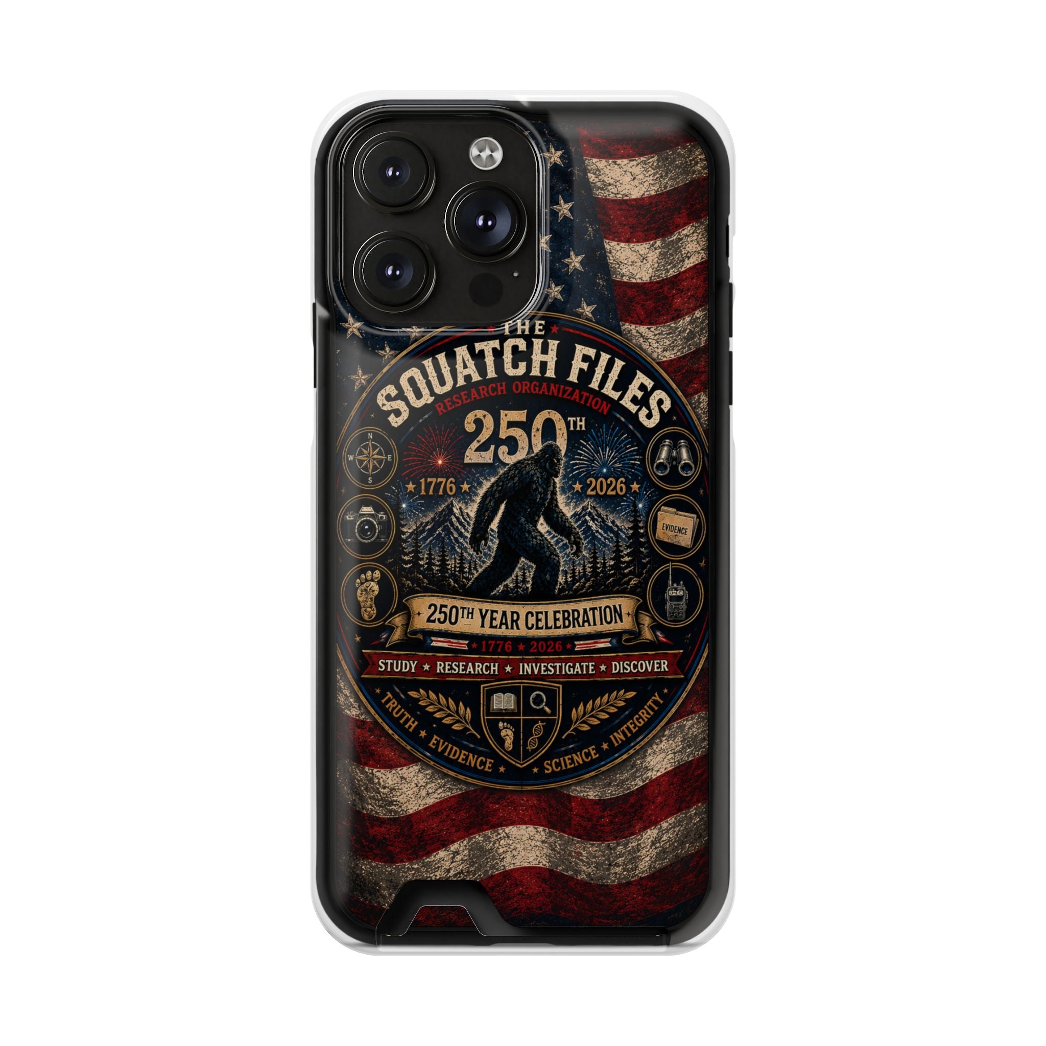 Phone Case — 'The Squatch Files 250th' Card Holder Case (Patriotic Bigfoot Design)