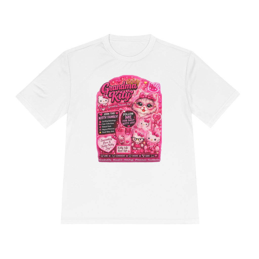 Grandma Kitty Graphic Tee — Cute Pink Cat Vintage Patch Design