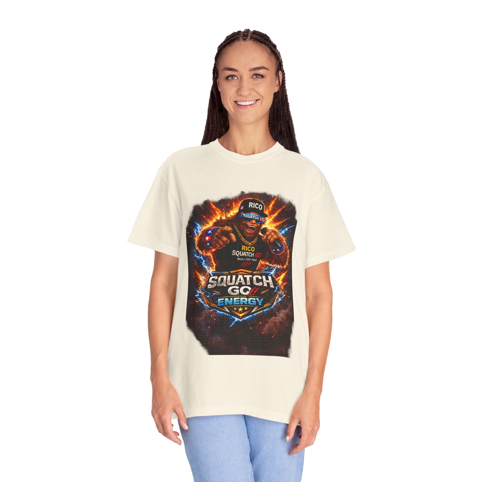 Squatch GC Energy Graphic T-Shirt — Retro Gamer Energy Drink Design