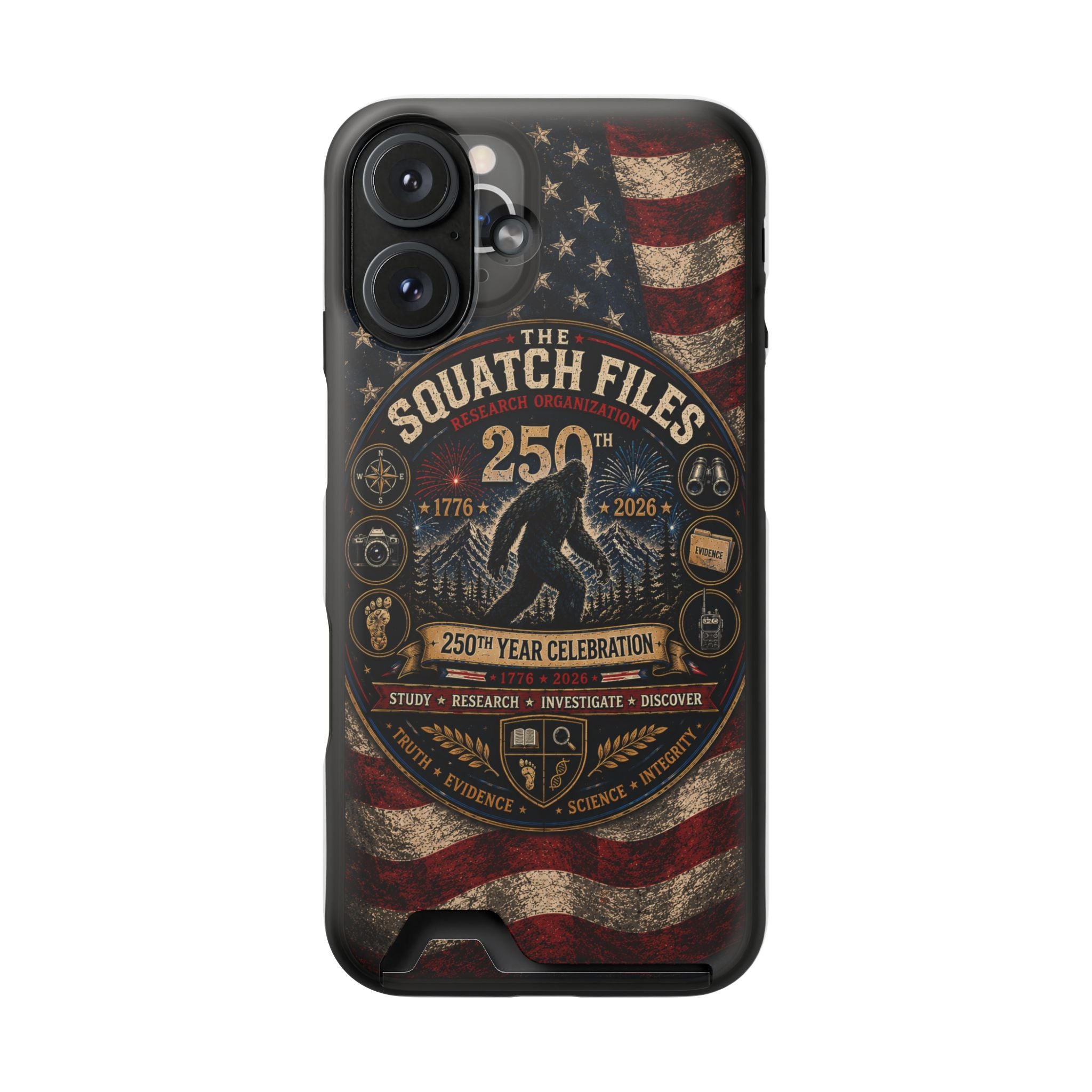 Phone Case — 'The Squatch Files 250th' Card Holder Case (Patriotic Bigfoot Design)