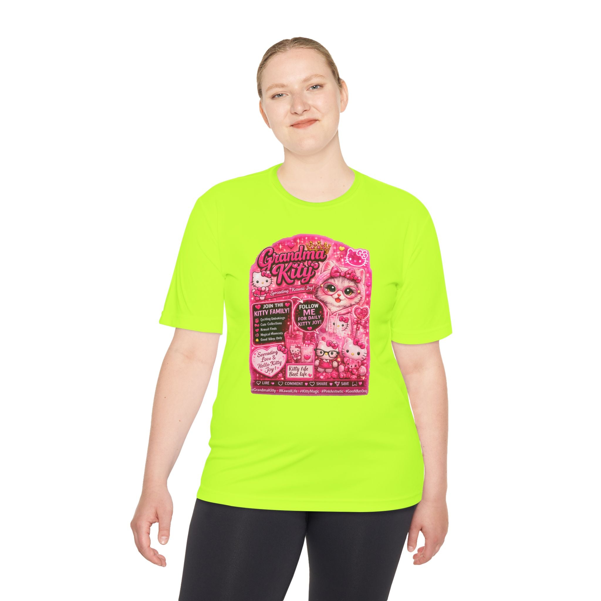 Grandma Kitty Graphic Tee — Cute Pink Cat Vintage Patch Design