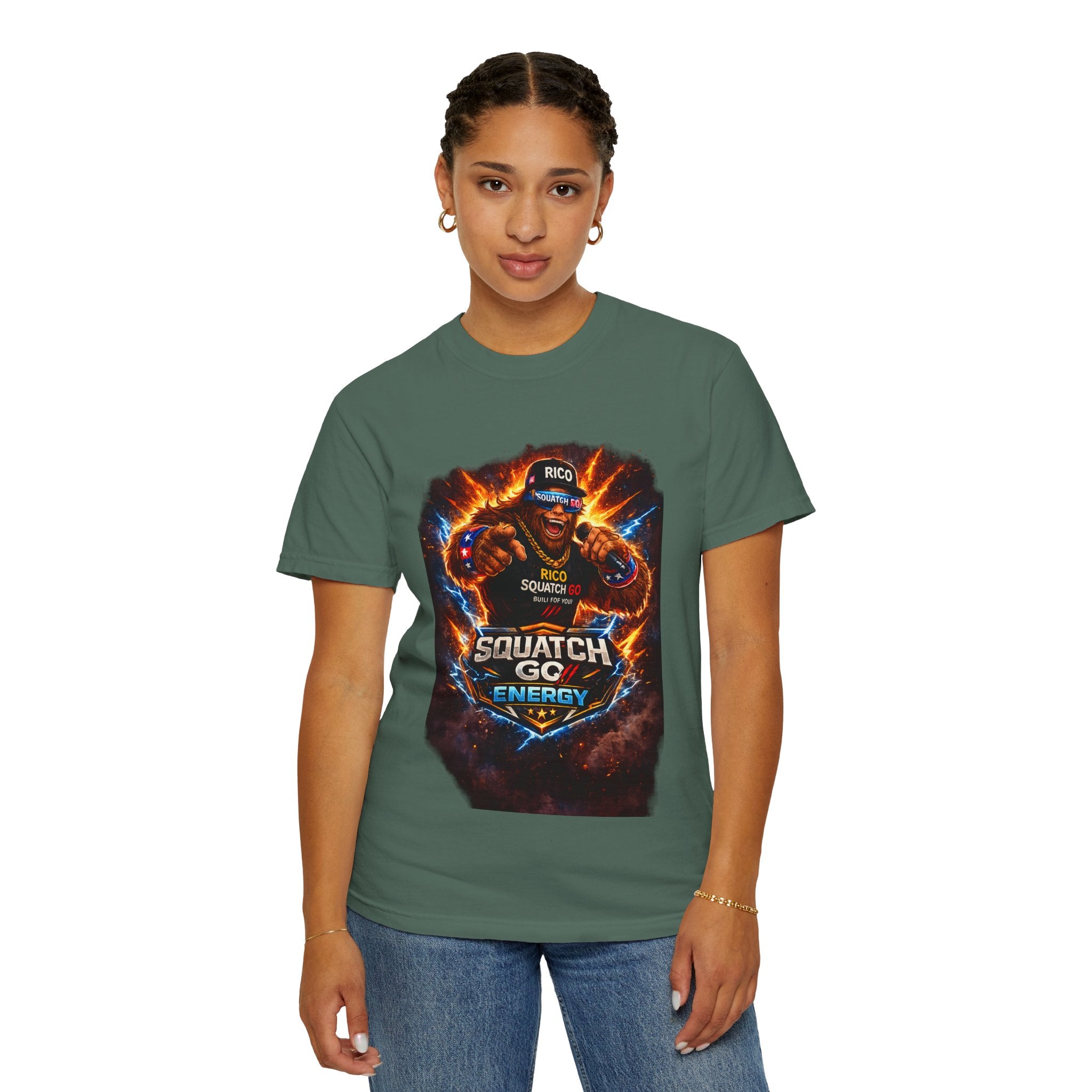 Squatch GC Energy Graphic T-Shirt — Retro Gamer Energy Drink Design