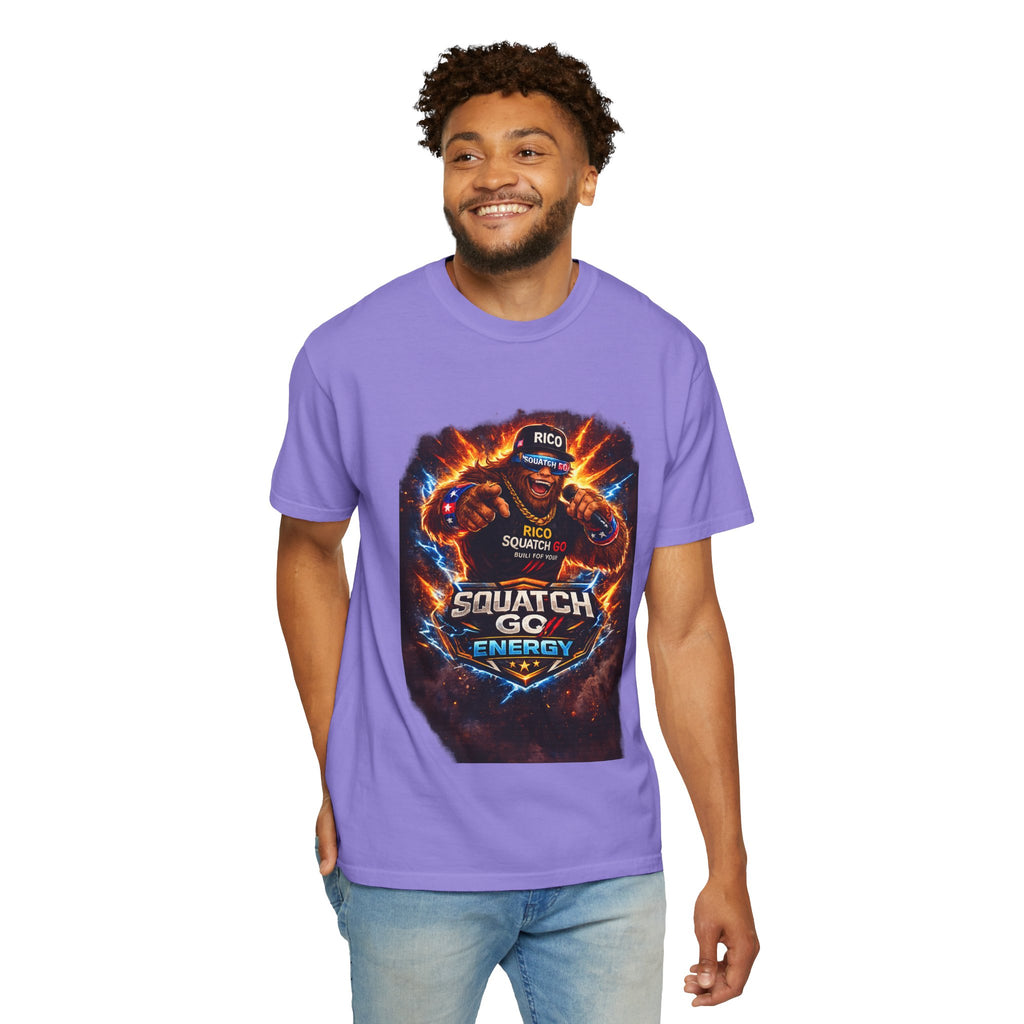Squatch GC Energy Graphic T-Shirt — Retro Gamer Energy Drink Design