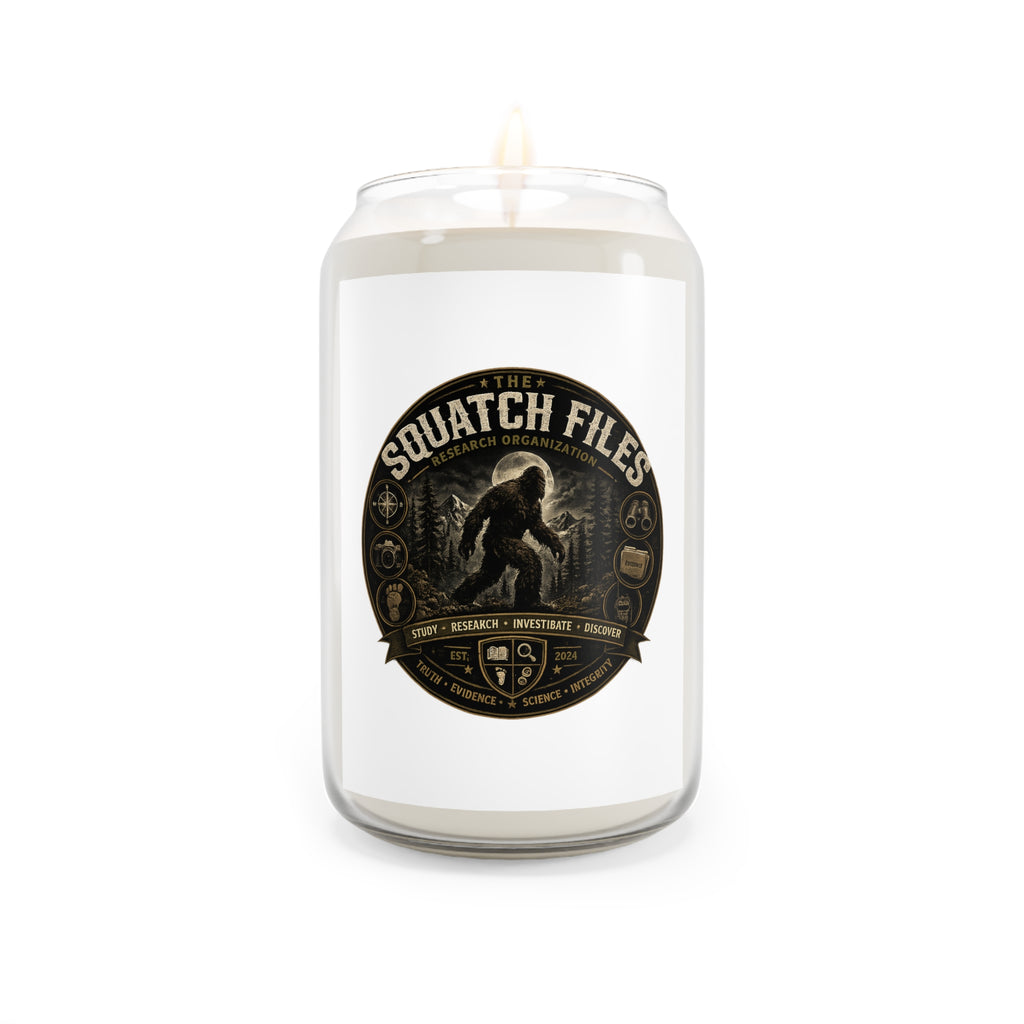 Scented Soy Candle — “The Squatch Files” 13.75oz | Forest & Campfire Aroma