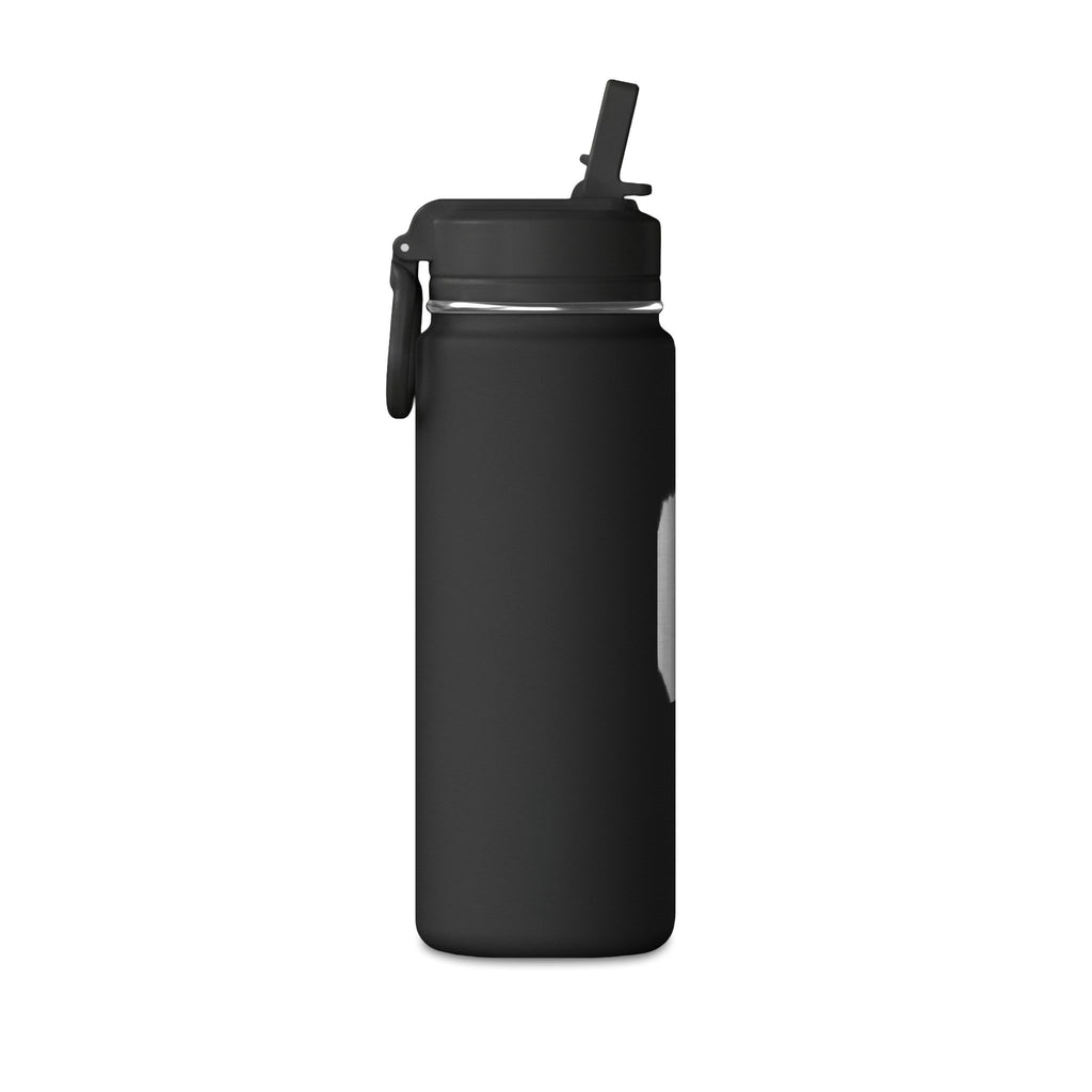 20oz Mini Water Bottle with Gray Brushstroke Design — Lightweight Straw Bottle for Kids & Everyday Hydration