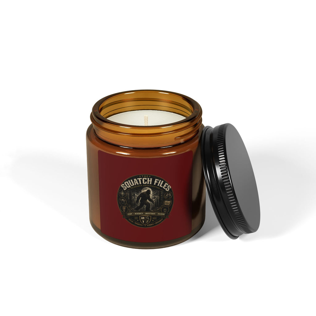 Soy Candle — 'Squatch Files' Amber Jar Scented Candle (Multiple Sizes)