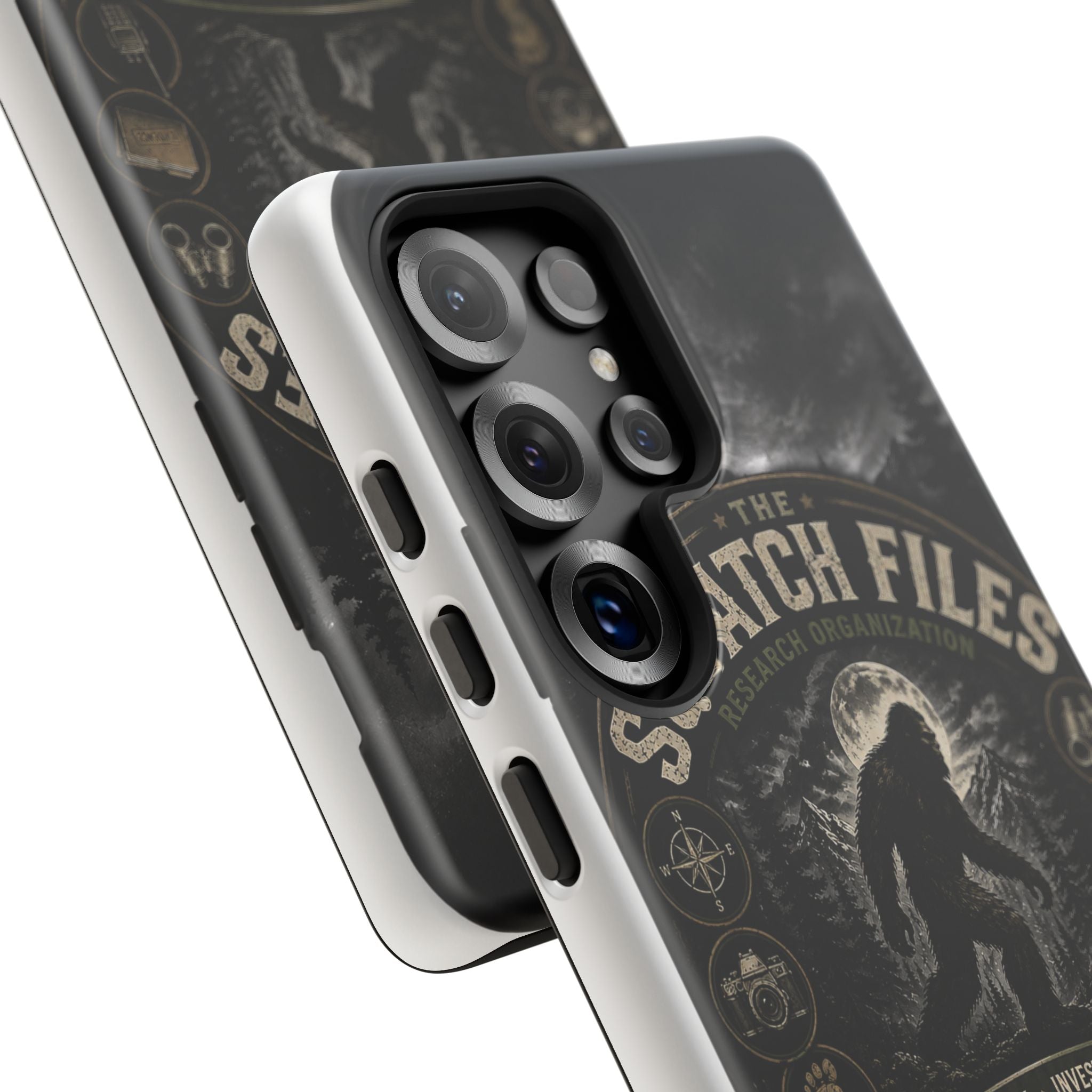 Squatch Files Research Organization Phone Case — Bigfoot Sasquatch Moonlit Forest Design