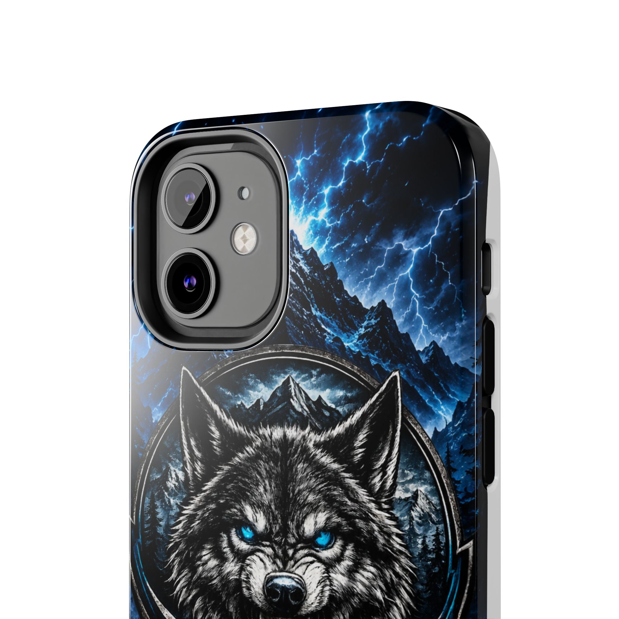 Wolf Thunder Tough Phone Case — Rugged Protective Case with Blue Lightning Wolf Design